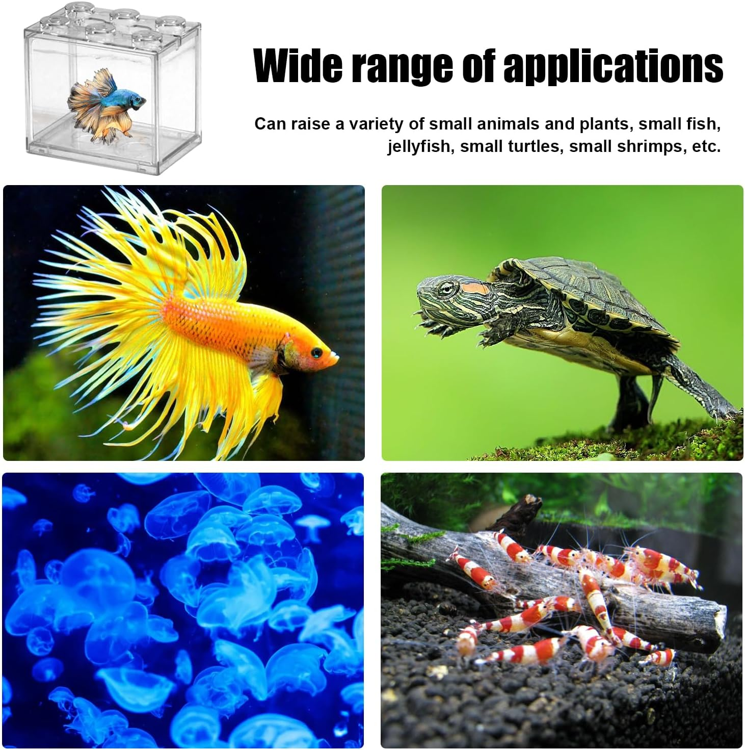 Small Fish Tank, Mini Fish Bowl, 0.3 Gallon Stackable Betta Fish Tank, Desktop Aquarium Tank, Perfect for Small Aquatic Animals, Seaweed Balls, Home Office Decoration(Unfiltered) image number 5