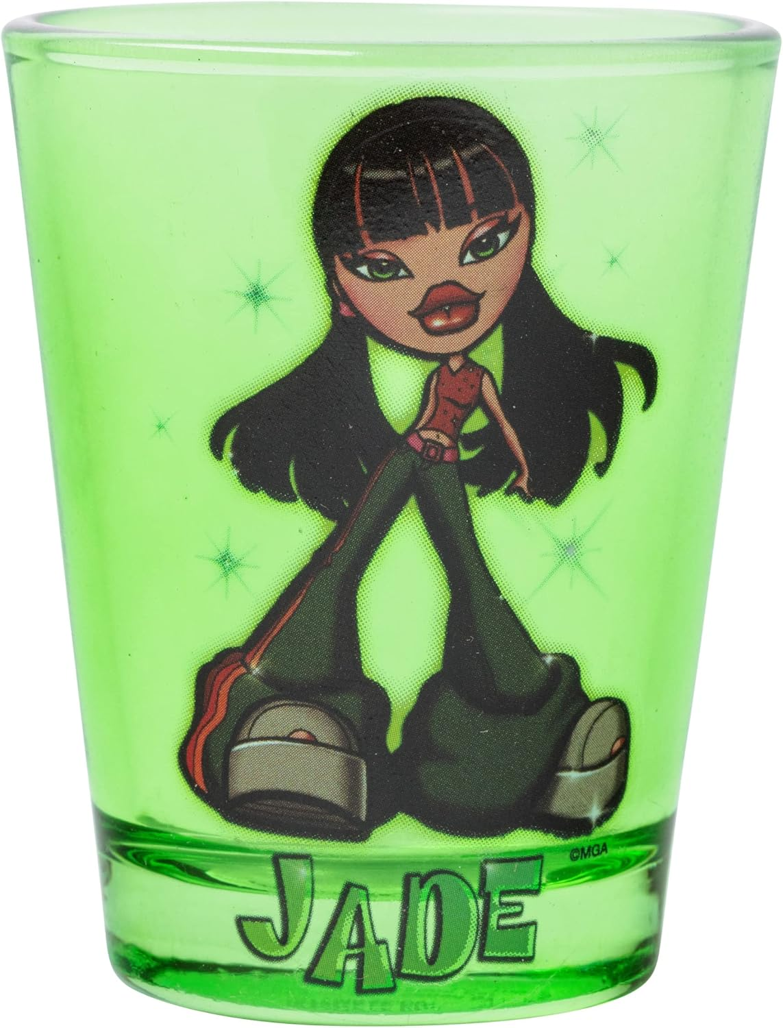 Silver Buffalo Bratz Airbrush Sparkle 4-Pack Mini Glass Set, 1.5 Ounces