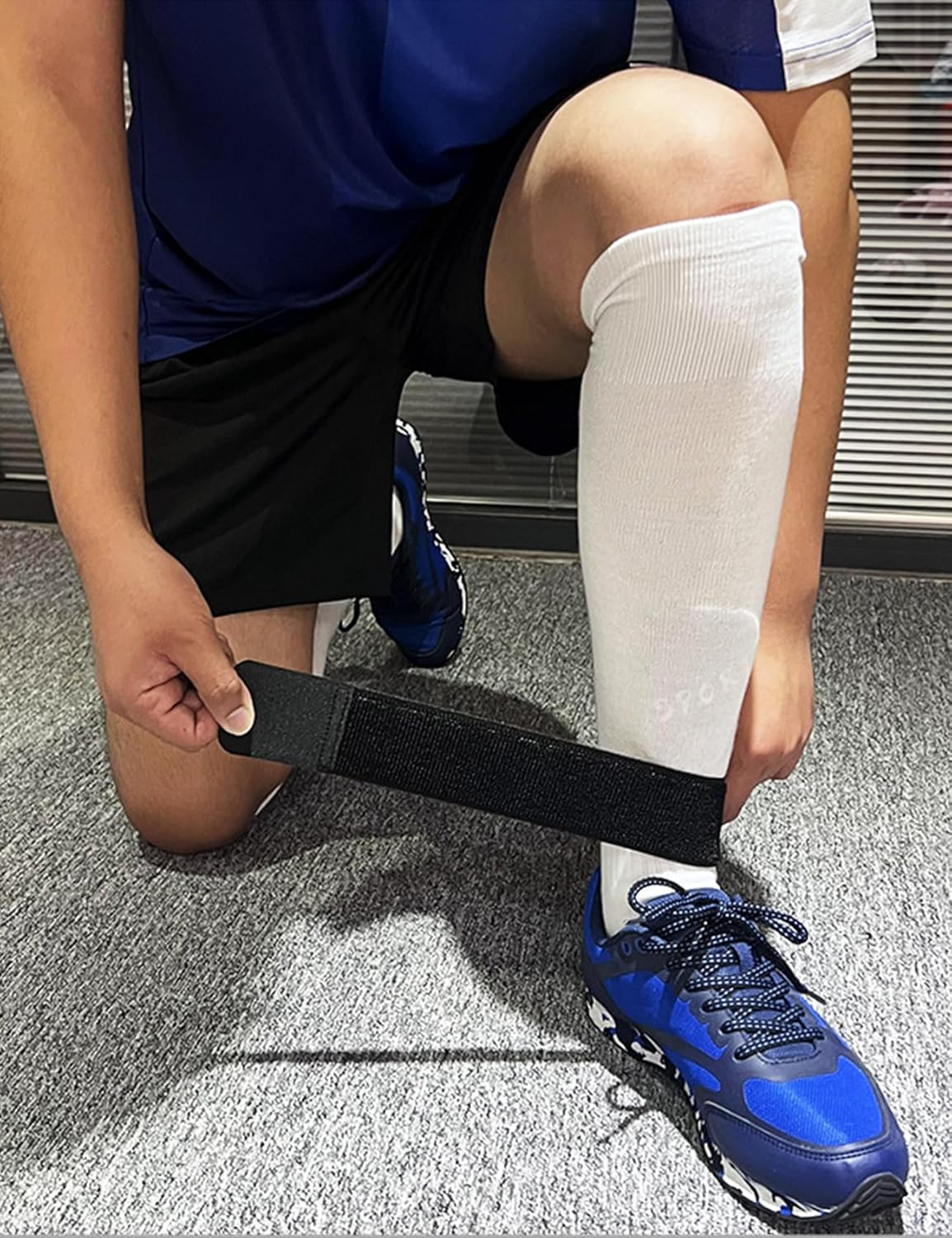 2 Pair Soccer Shin Guards Fixed Straps, Lightweight Adjustable Football Shin Pads Tie Straps for Men, Women & Youth, Comfortable Leg Guards Fixed Straps for Soccer Training & Matches