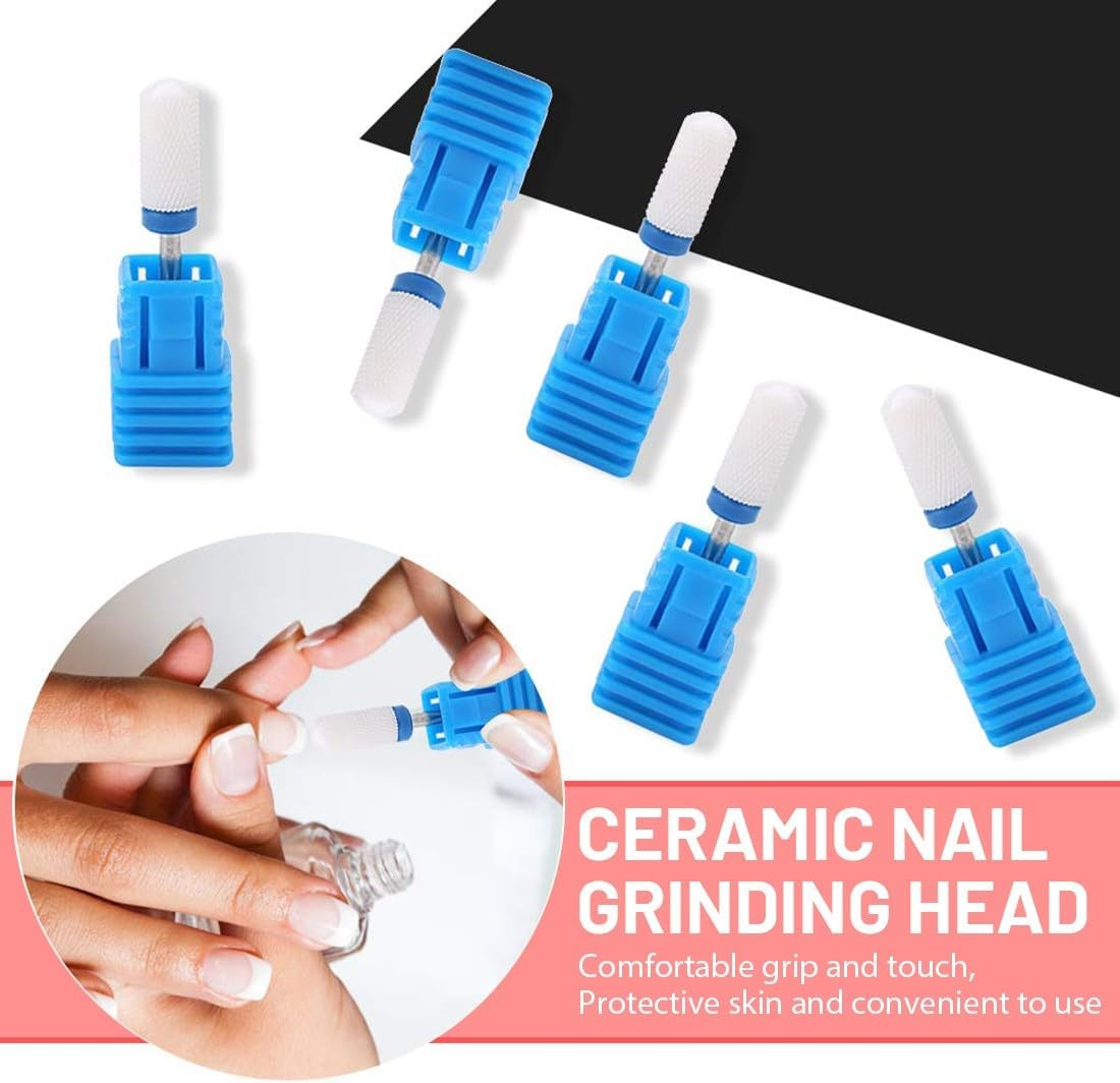 4-Piece Ceramic Nail Drill Bit Set for Acrylic Gel Nails, Corn Shape, Professional Nail Cutter Bits, Manicure, Pedicure, Drill, Nail File Machine, Grinding Head Attachment, Felt Polisher for Shaping image number 5
