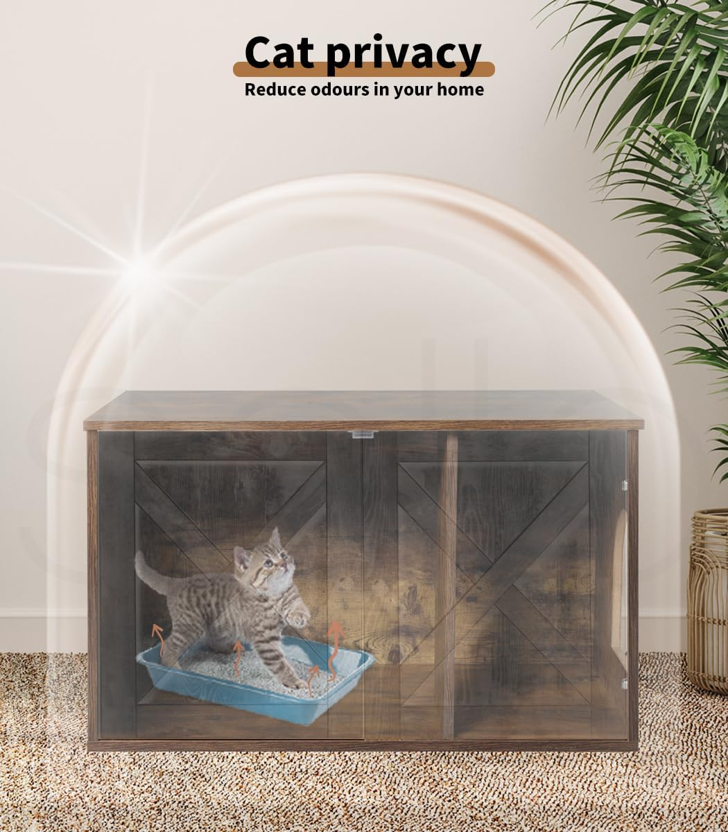Pawz Enclosed Cat Litter Cabinet Box Furniture Kitty Toilet Tray Pet House Table image number 4