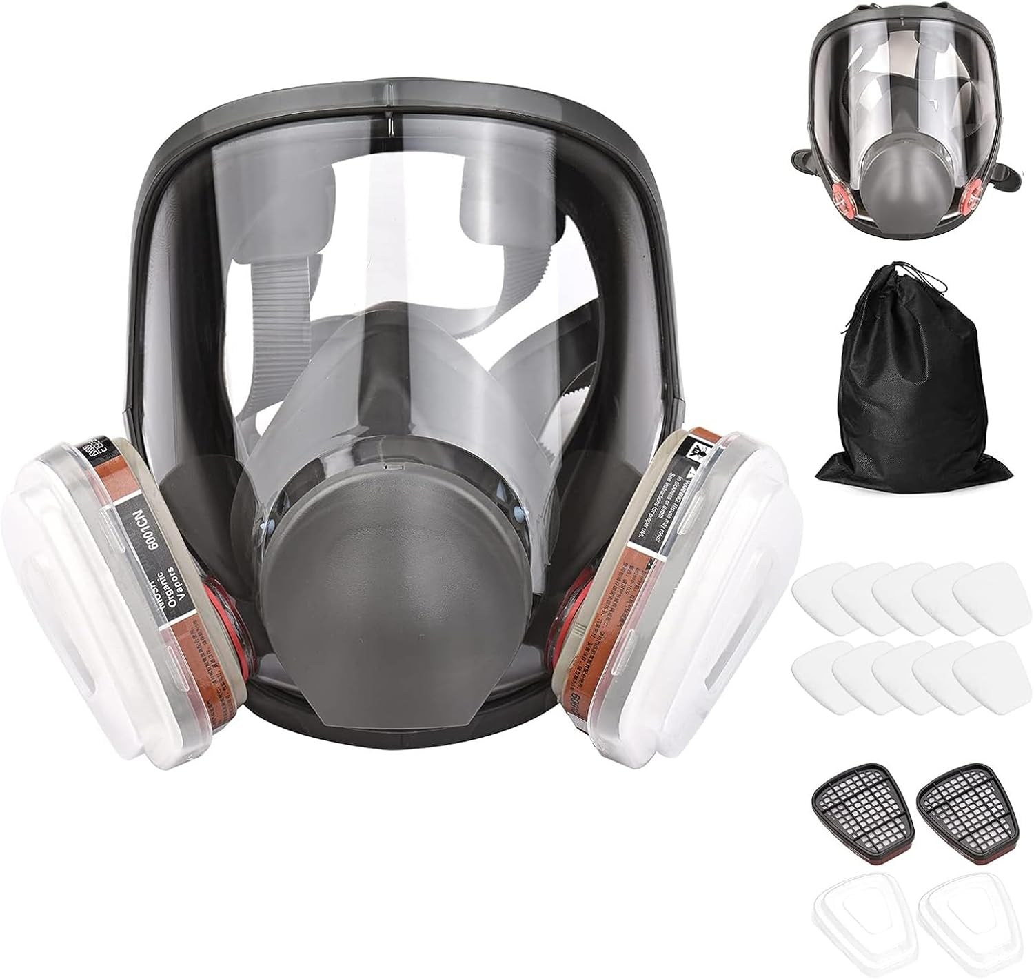 Reusable Full Face Respirator Mask &ndash; Professional Organic Vapor Gas Mask with Activated Carbon Filters, Anti-Fog Lens, Double Filtration for Painting, Welding, Sanding, and Dust Protection image number 5