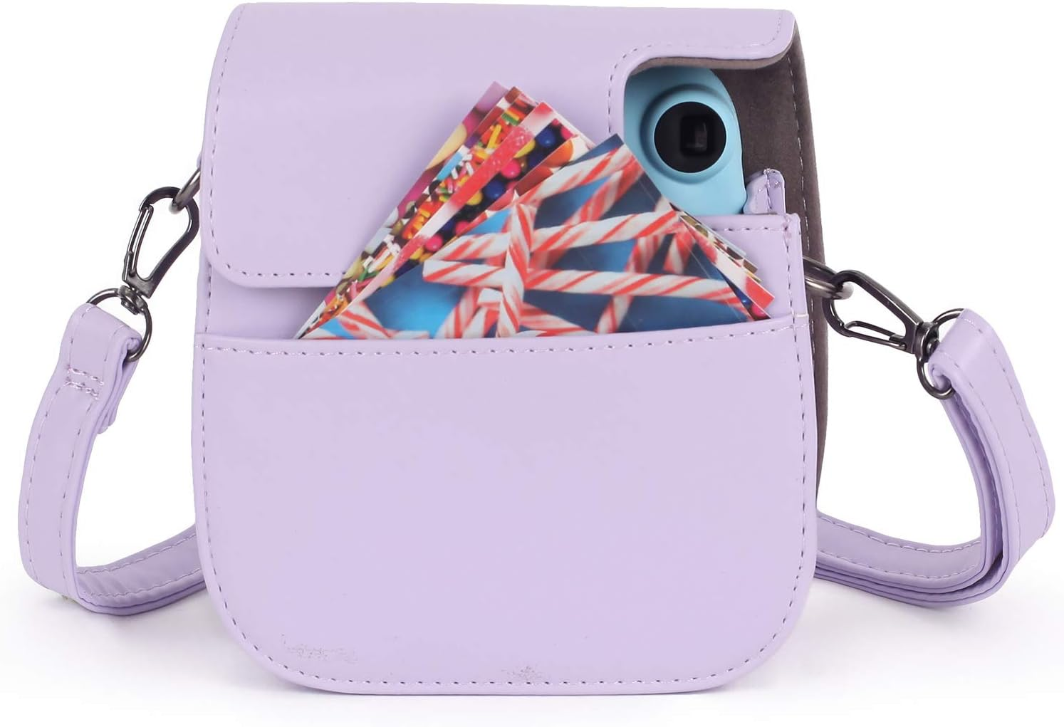 Phetium Instant Camera Case Compatible with Fujifilm Instax Mini 11,PU Leather Bag with Pocket and Adjustable Shoulder Strap (Lilac Purple) image number 3