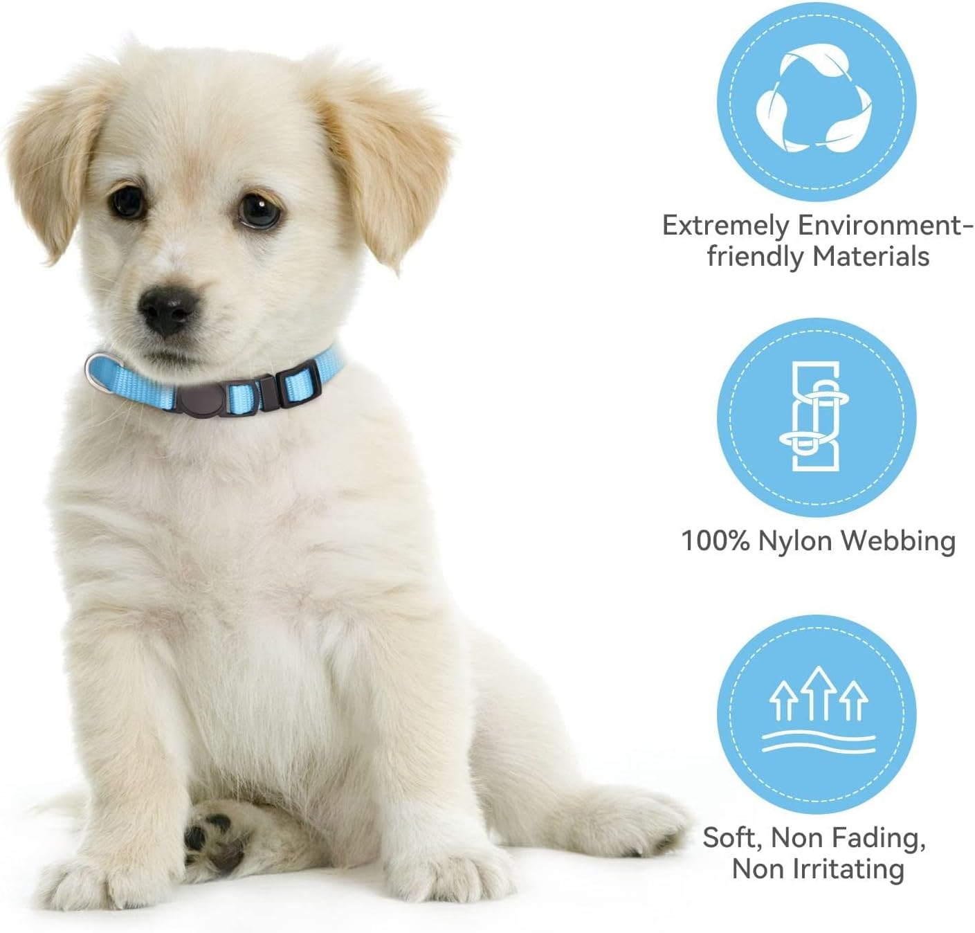 16 PCS Puppy Collars, Safety Buckle for Litter Nylon Adjustable Puppy Collars for Small Puppies, Breakaway Puppy ID Collars Whelping Collars Pet Supplies,Stuff,Accessories (M, Solid) image number 3