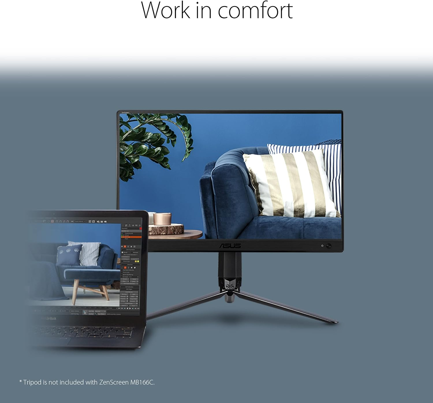 ASUS Zenscreen Portable Monitor 15.6" 1080P FHD Laptop Monitor (MB166C) - IPS USB-C Travel Monitor, Flicker-Free and Blue Light Filter W/Smart Cover, External Monitor for Laptop & Macbook image number 5