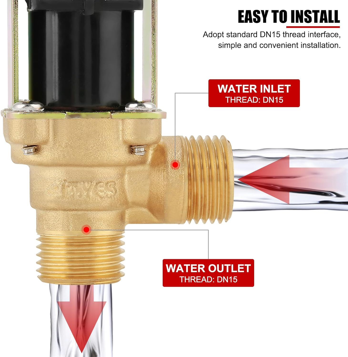 N/C Water Inlet Valve,Dc 12V DN15 G1/2 Brass Electric Solenoid Valve Normally Closed Water Inlet Switch with Filter image number 2