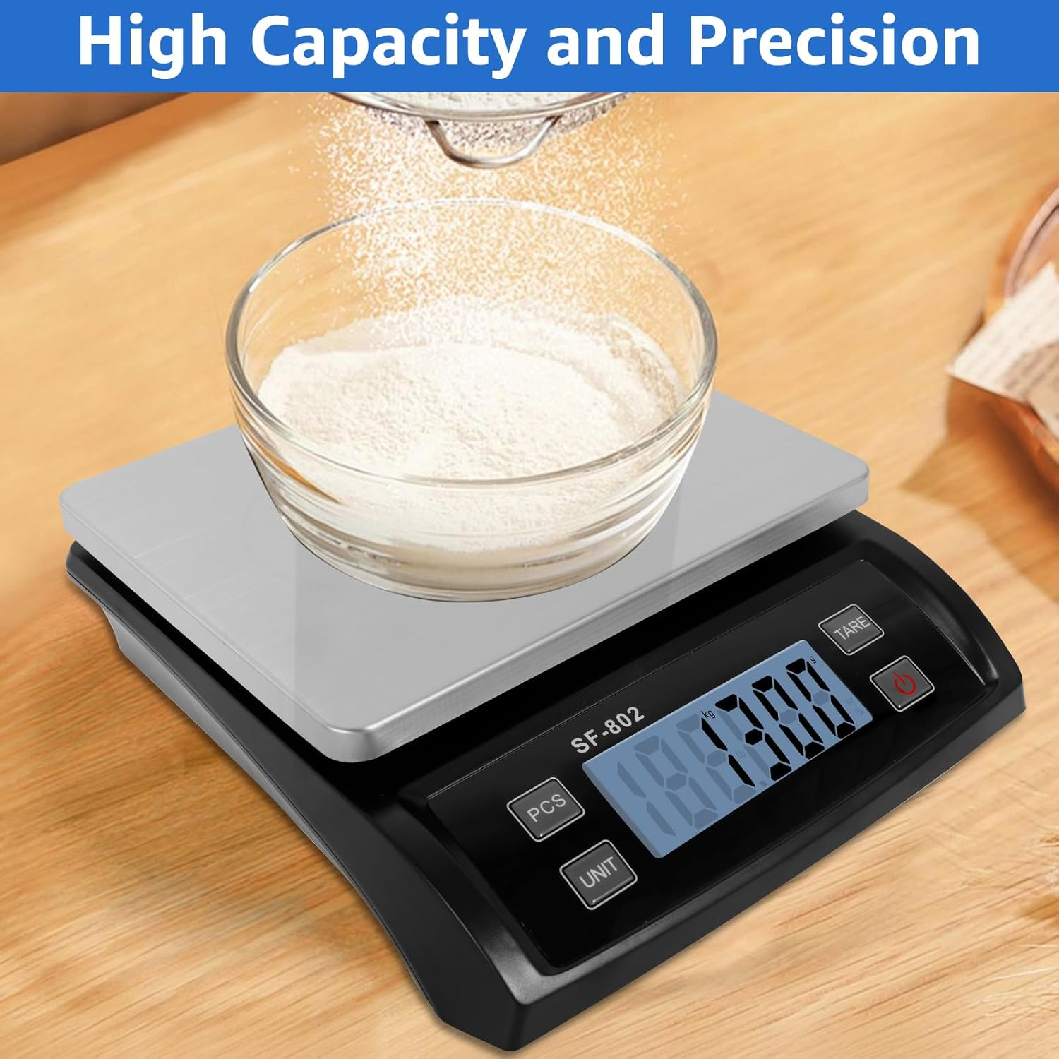30Kg/66Lb Digital Food Scale Multifunctional Digital Kitchen Scale with LCD Display and Stainless Steel Cover for Baking Cooking Counting(Black-1-25 Cm-Weighing: 30Kg) image number 5
