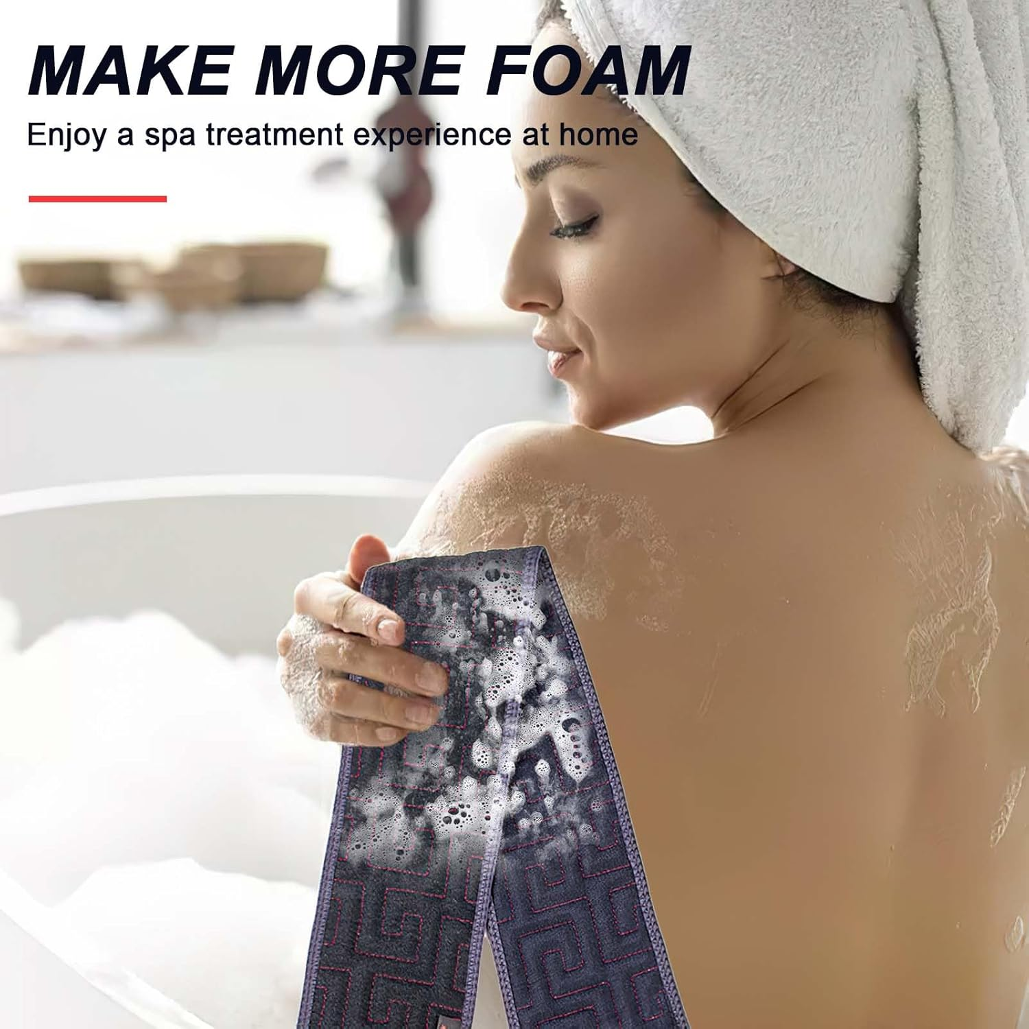 Exfoliating Back Scrubber for Shower, 37 Inches Back Washer with Handles, Exfoliating Washcloth Body Exfoliator Bath Tool to Scrub Your Body Deeply for Men & Women Exfoliation image number 5