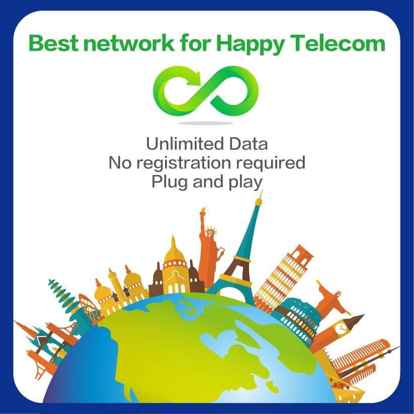 Happy 5G Esim China 15Days Unlimited Data Travel Esim | 8GB of 5G High-Speed Data Then 256Kbps | Support Iphone & Android Devices | Easy Activation | No Need Registration