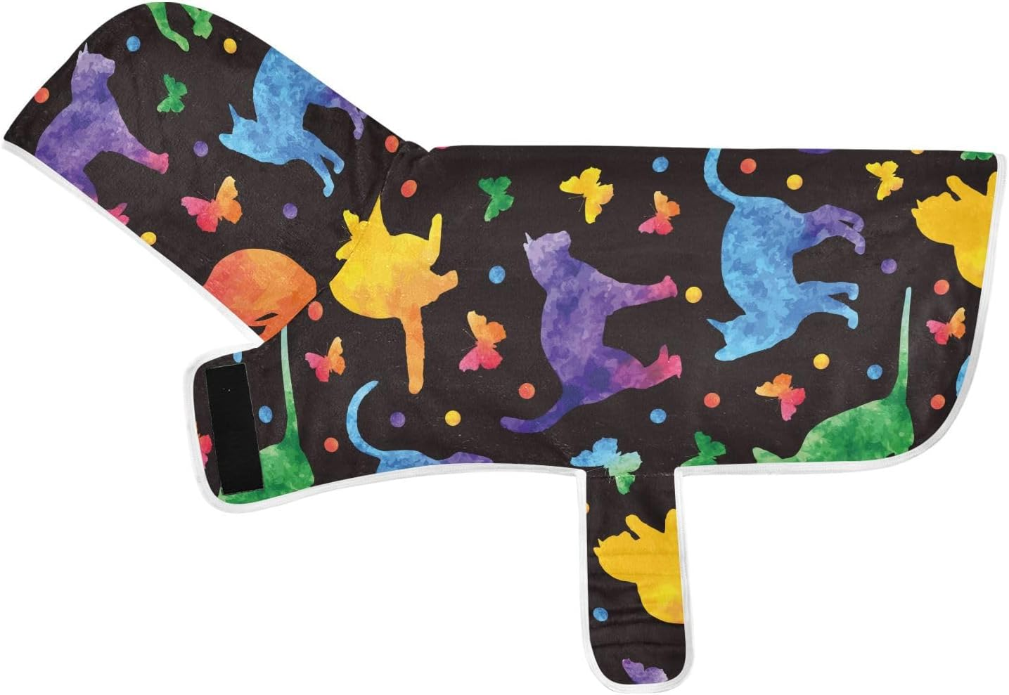 AIXIWAWA Color Silhouette Cats Pet Bathrobe Towels with Adjustable Collar & Waist, Quick Absorbent Drying Coat for Cats and Dogs image number 6