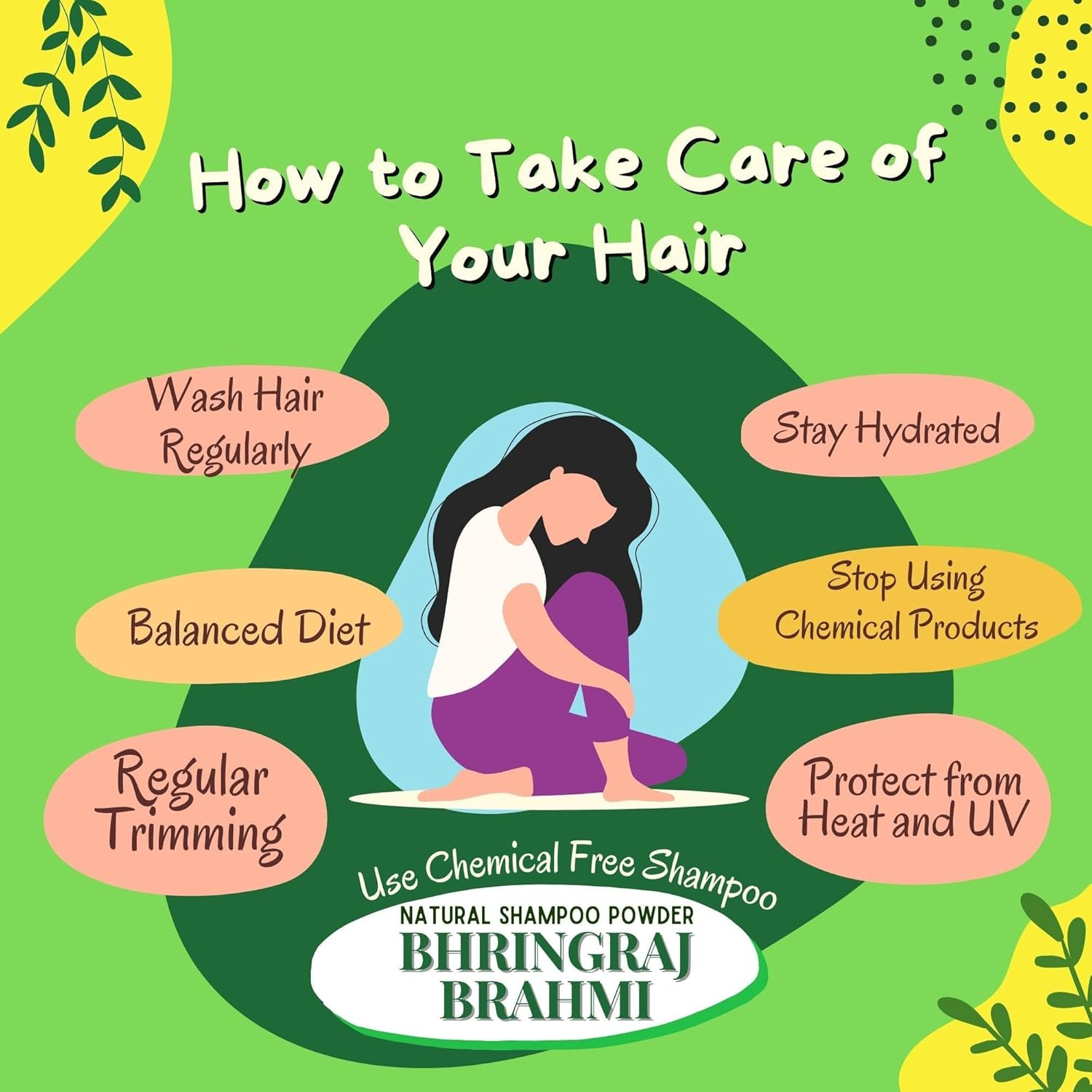 Herbtoniq Bhringraj Brahmi Shampoo Powder with Organic Ingredients Amla Shikakai Hibiscus and Many More | for Hair Fall Reduction, Dandruff Control, Helps Hair Growth | Unisex Product | 500 Gram image number 2