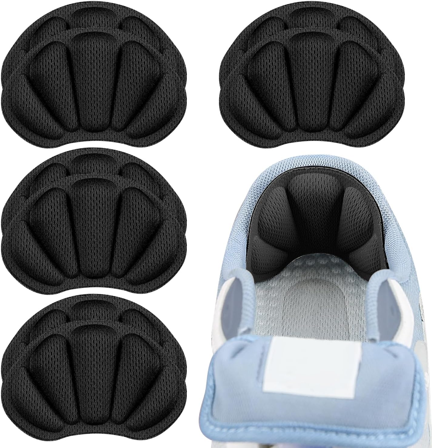 Heel Pads for Shoes That Are Too Big &ndash; 4 Pair Anti-Slip Heel Grips for Women & Men, Cushioned Inserts to Prevent Blisters & Tighten Loose Shoes, Comfort Fillers (Black, One Size) image number 2