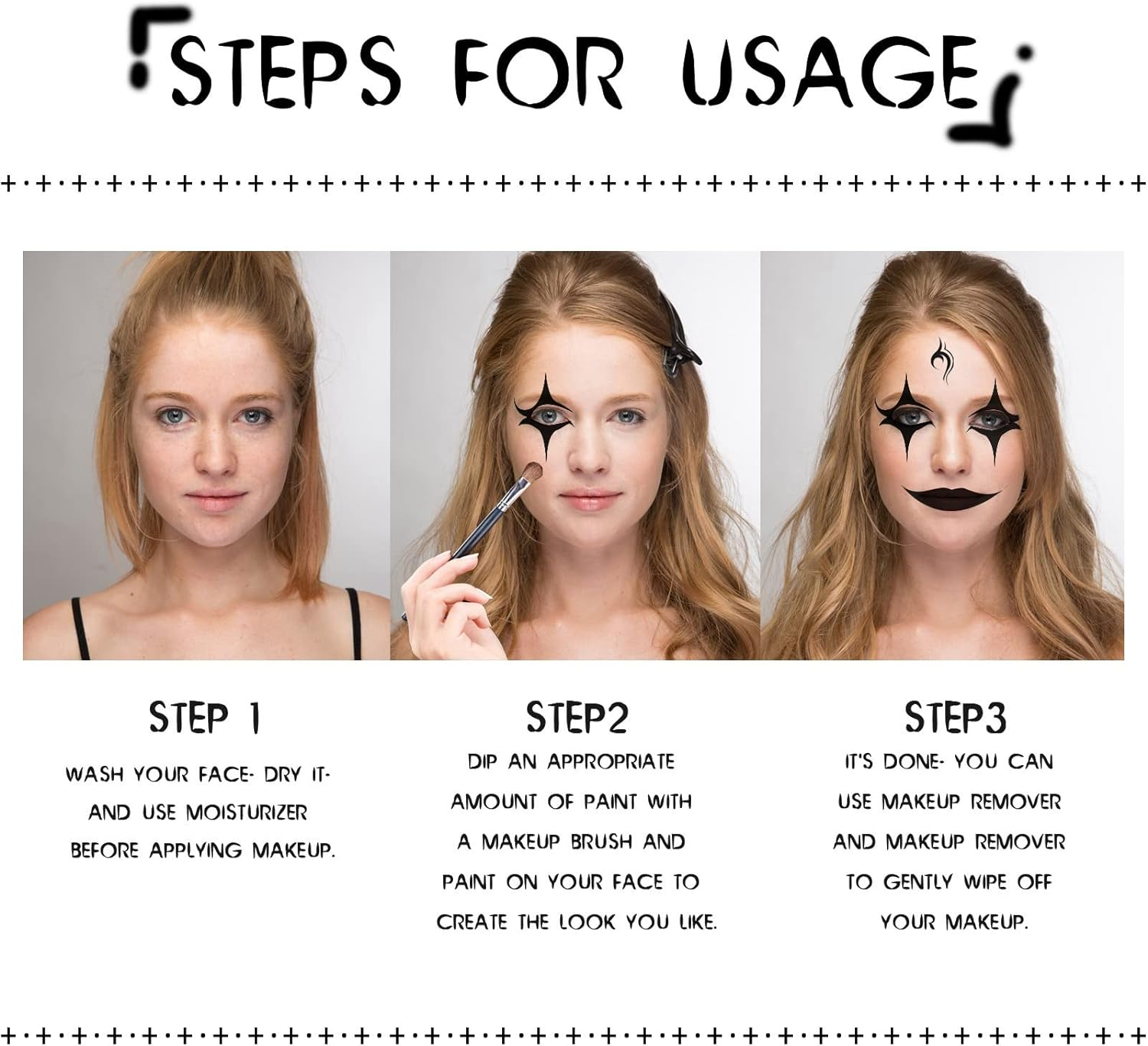 Halloween Cosplay SFX Makeup Black + White Face Body Paint, Special Effects Makeup Kit Dress up Non Toxic Face Painting Kits for Adult Full Coverage Face Paint Fx Make Up image number 3