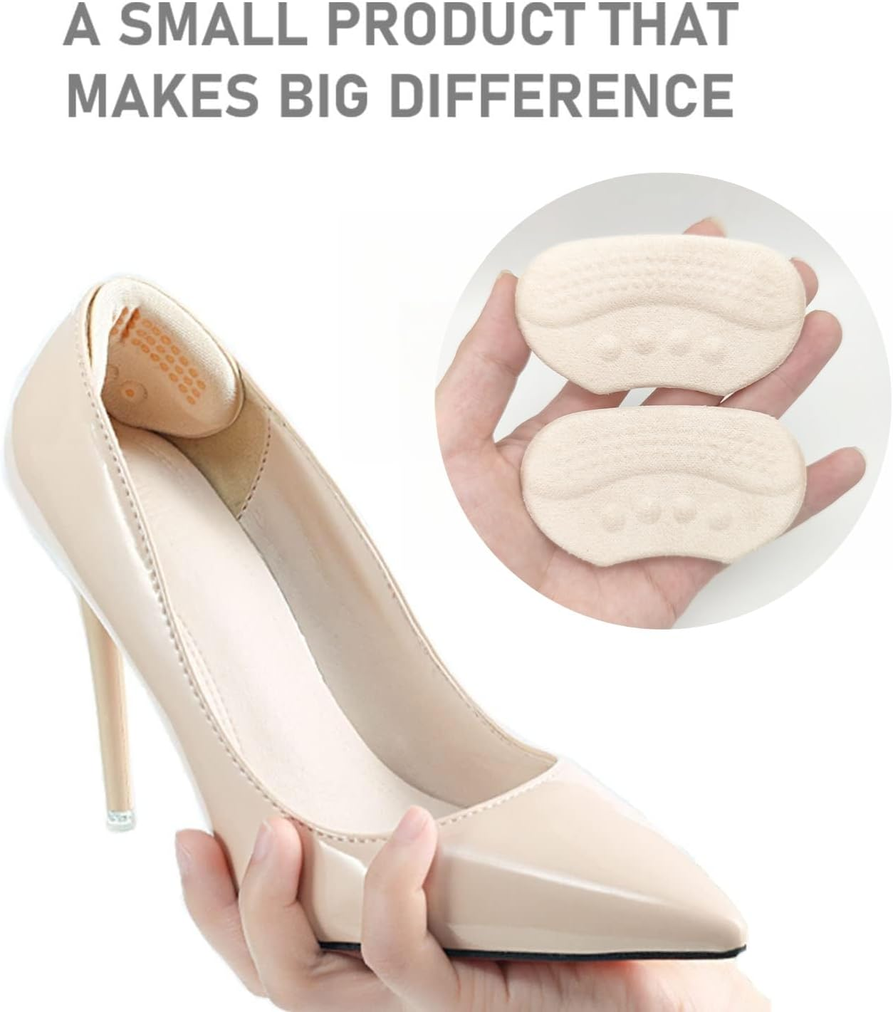 10Pcs Anti-Slip Heel Grips, Thick Liners & Fillers for Half-Size Too Big or Loose Shoes, Heel Cushion Inserts, Heel Pads to Prevent Slipping Out, Rubbing and Blisters(Beige 4Mm) - Beige image number 5