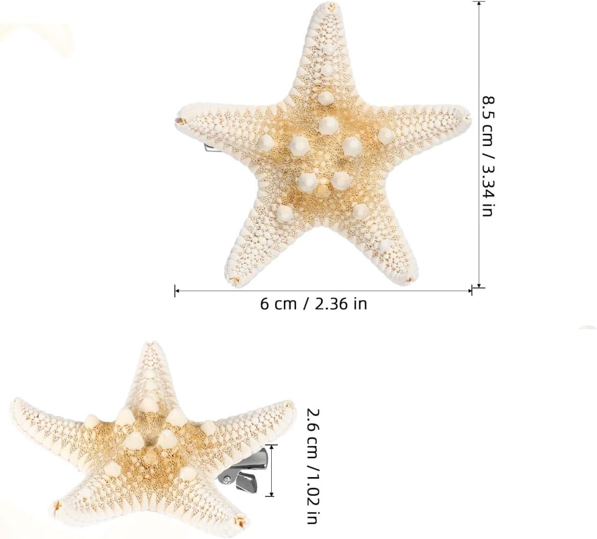 Partykindom 2Pcs Sea-Star Hair Clips for Girls Womens, Beach Hairpins Unique Metal Five-Pointed Seaside Hair Clips, Elegant Hair Bangs Clip for Girls image number 4