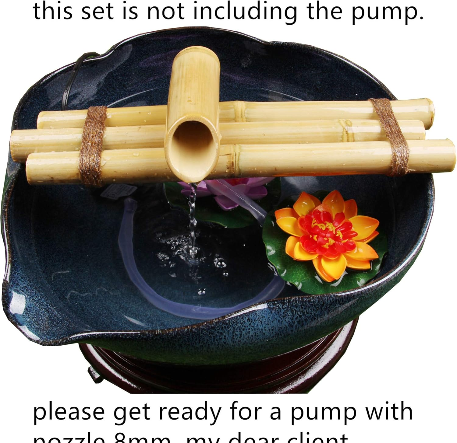 Bamboo Water Fountain Medium 12 Inch Three Arm Style without Pump, Indoor or Outdoor Zen Garden Decor Fountain, Natural, Split Resistant Bamboo, Combine with Any Container to Create Your Own Fountaion