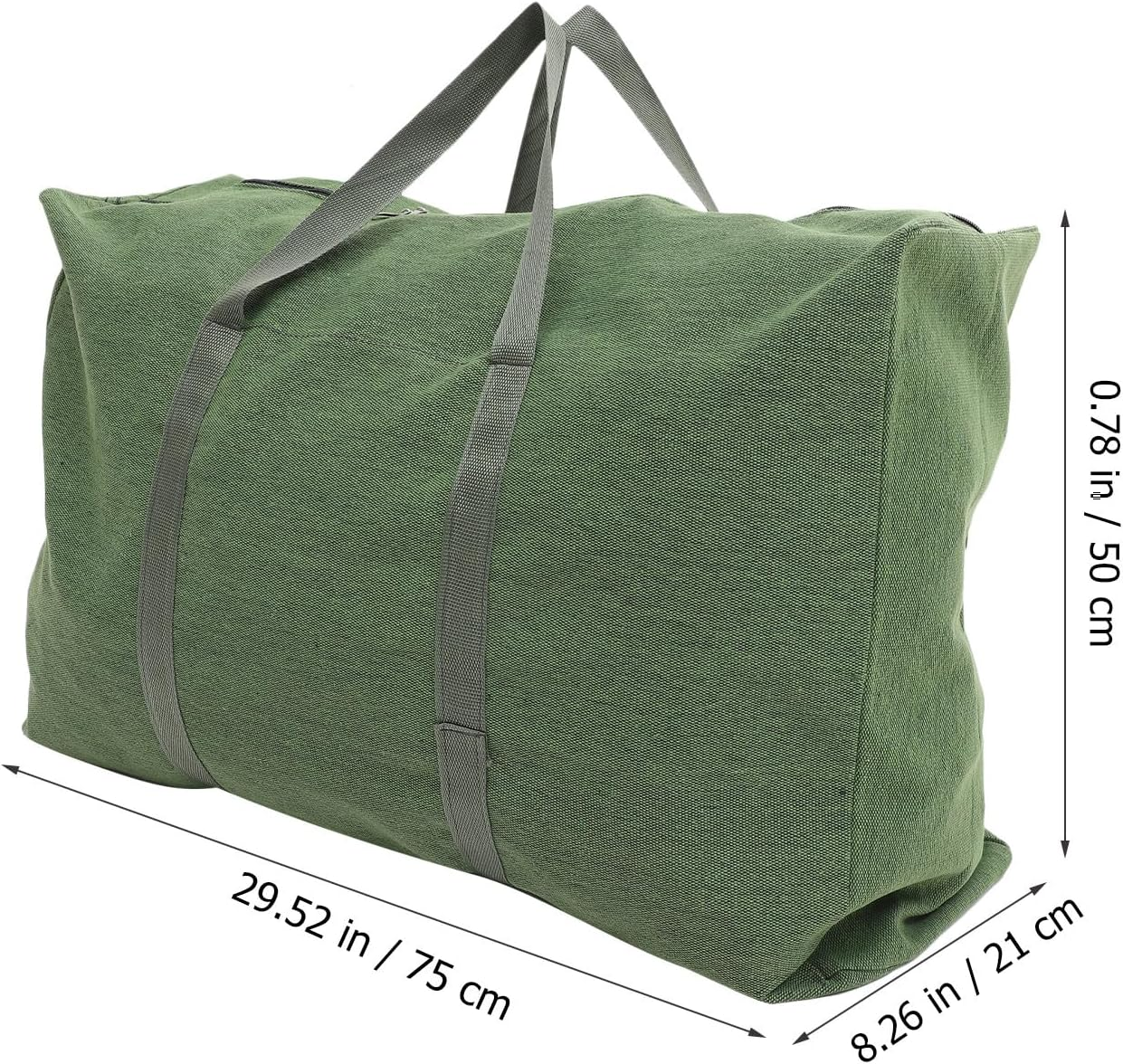 NOLITOY Large Olive Green Canvas Travel Duffle Bag with Zipper and Handle, Thickened Military-Style Luggage Storage Weekender Bag for Travel and Moving Random Color image number 3
