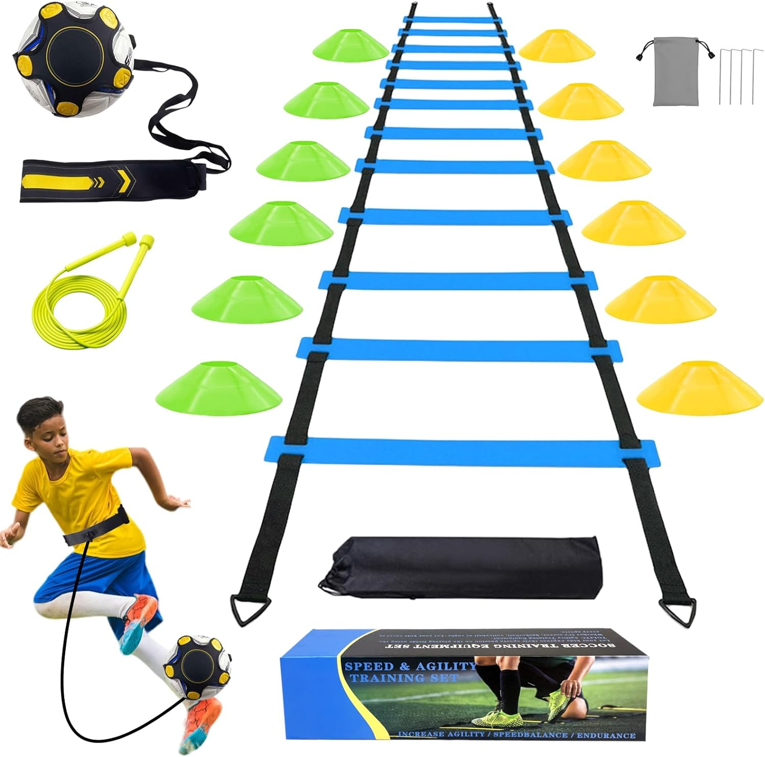 TGLITC Soccer Agility Training Equipment Set, Football Accessories Agility Ladder, Disc Cones, Kick Trainer - Speed Training Equipment Gifts for Boy image number 4
