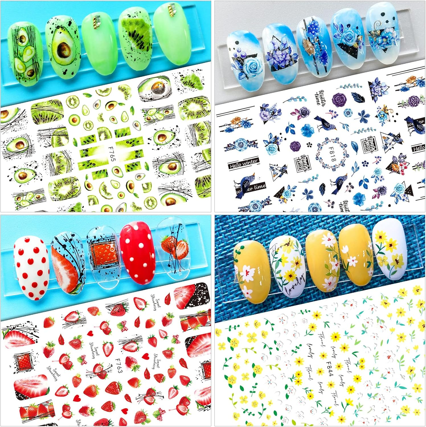 Nail Stickers, 24 Large Sheetsstickers for Nails, Self Adhesive Nail Art Sticker Decals for Women Kids Girls image number 3