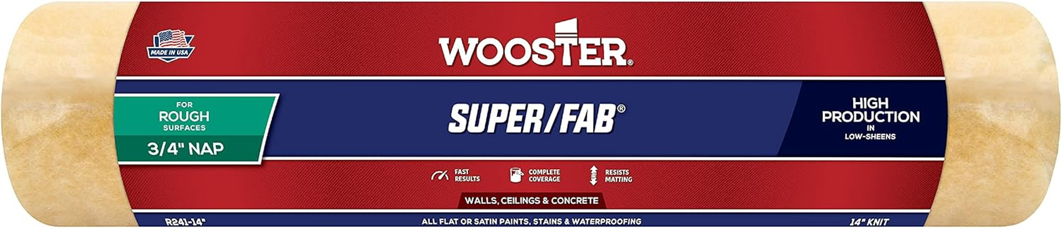 Wooster Brush R241-14 Super/Fab Roller Cover, 3/4-Inch Nap, 14-Inch