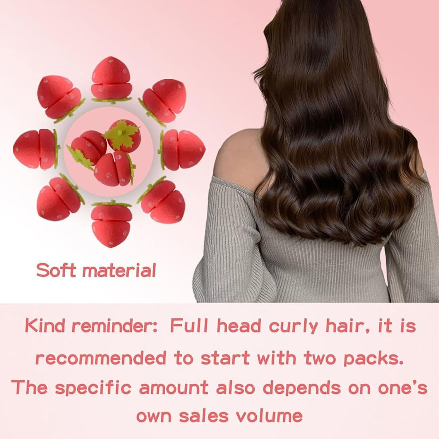 Strawberry Heatless Curlers, Strawberry Foam Rollers, Strawberry Overnight Curlers, Sponge Hair Curlers Strawberry, Strawberry Shape Magic Hair Curlers, Strawberry Heatless Hair Curlers (18Pcs,Mix) image number 5