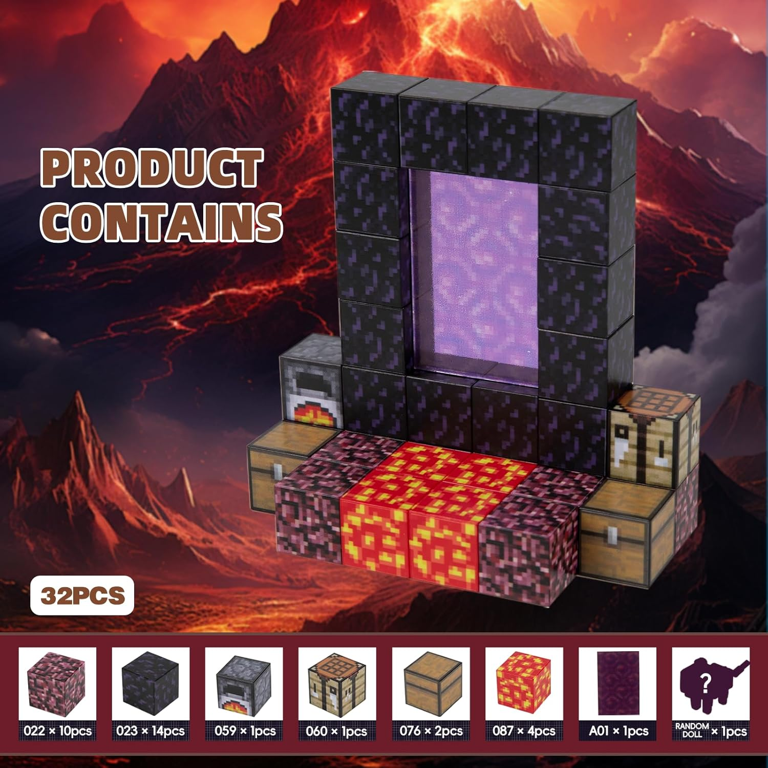 32-Piece Premium Magnetic Blocks - Magic Portal Set, STEM Learning Kids Toys, Safe and Strong Magnetic Building Blocks, Expandable Fun with Double Sets, Perfect for Boys & Girls Aged 3+