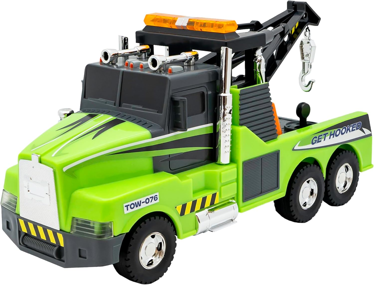 Mighty Fleet Action Drive 16" Interactive Tow Truck Toy W/Lights & Sounds, Motorized Winch, Motion Drive Action, Realistic Design & Batteries Included - Age 3+ image number 5