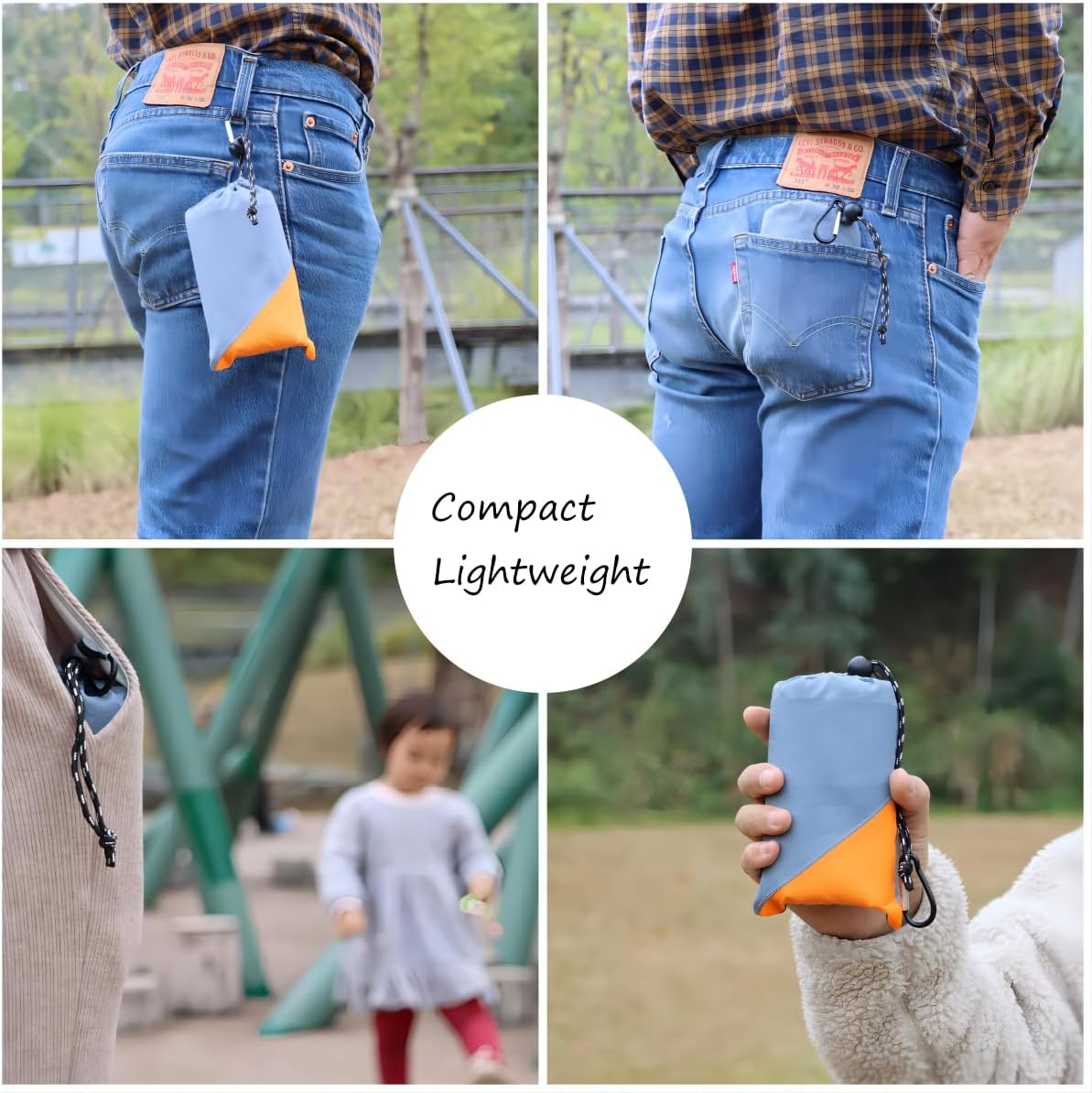 Orga'Neat Pocket Picnic Blanket, Sandproof Waterproof Lightweight Pocket Camping Tarp, 55&Prime;X60&Prime; Foldable &Easily Fits into Small Bag, Washable Quick Dry Compact Beach Mat for Outdoors Recreation image number 4