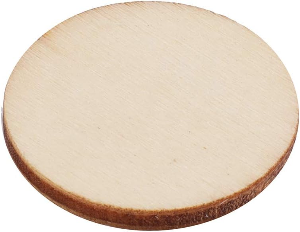 Foraineam 400 Pieces 1 Inch Unfinished Wood Craft Circle Cutouts round Natural Wooden Disc Circles Slices for DIY Crafts and Decoration image number 3