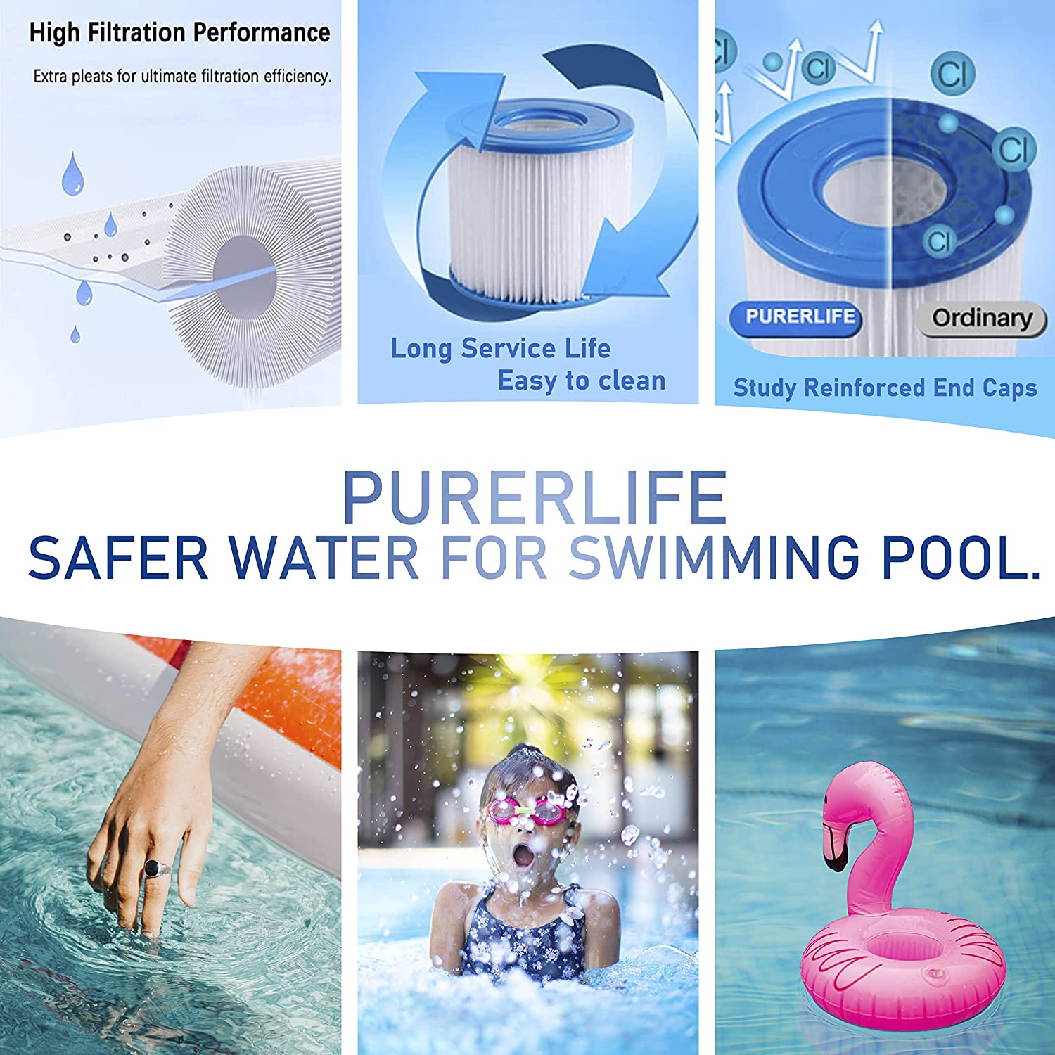 6 Pack Hot Tub Filter Cartridge Size VI for Bestway, Lay-Z-Spa, Coleman Saluspa 90352E 58323 Swimming Pool