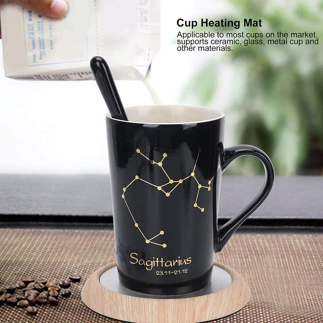 UTSLIVE Light Wood USB Mug Warmer Portable Desktop Cup Warmer Tea Coffee Heater Pad for Coffee Tea Office or Home Use image number 2