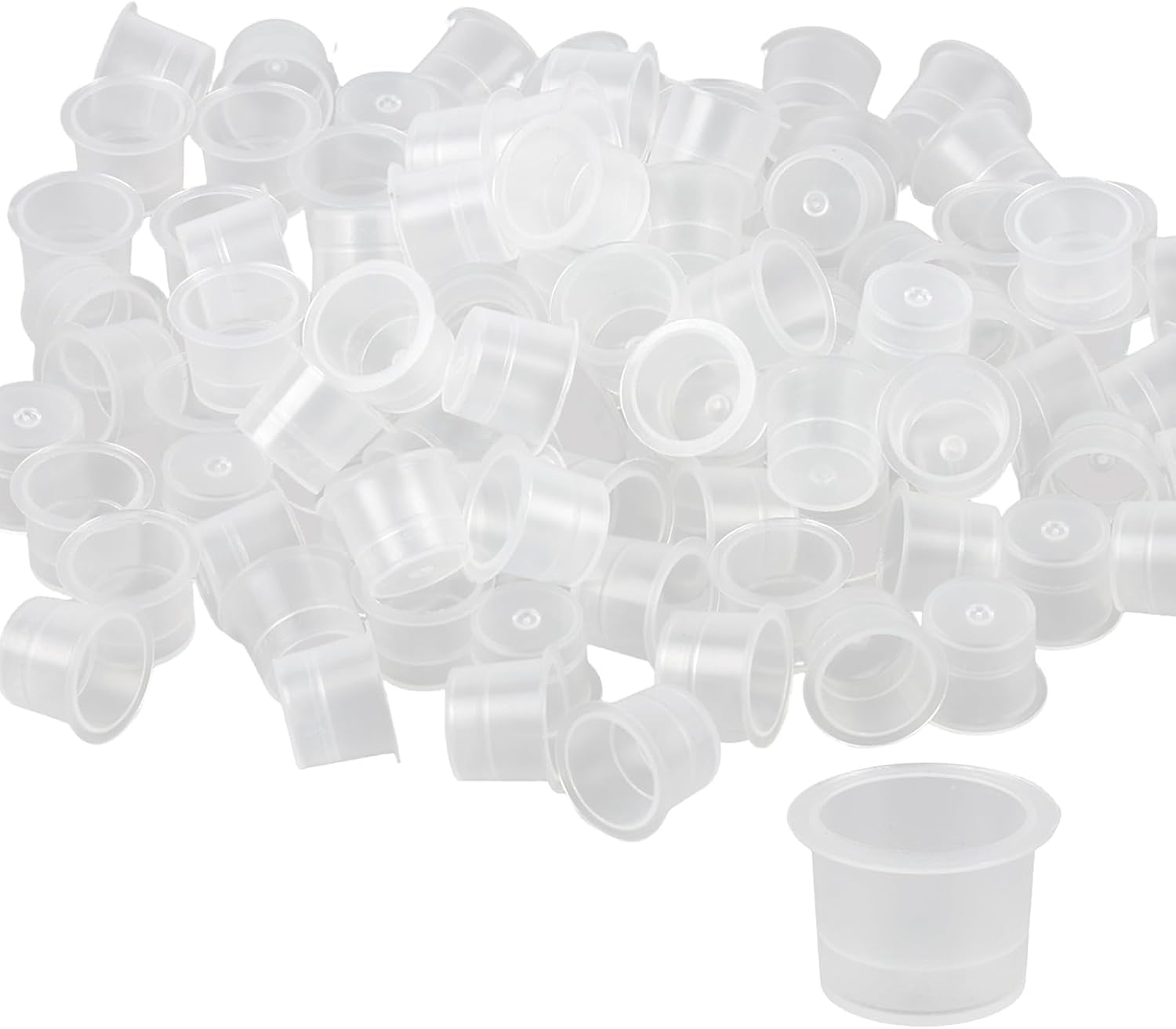 100 Pcs Large Tattoo Ink Caps, Disposable Tattoo Pigment Ink Cups, 15*13MM Transparent Microblading Tattoo Pigment Ink Holders, Plastic Ink Containers for Tattoo Art Painting Graffiti Pottery (Large) image number 1
