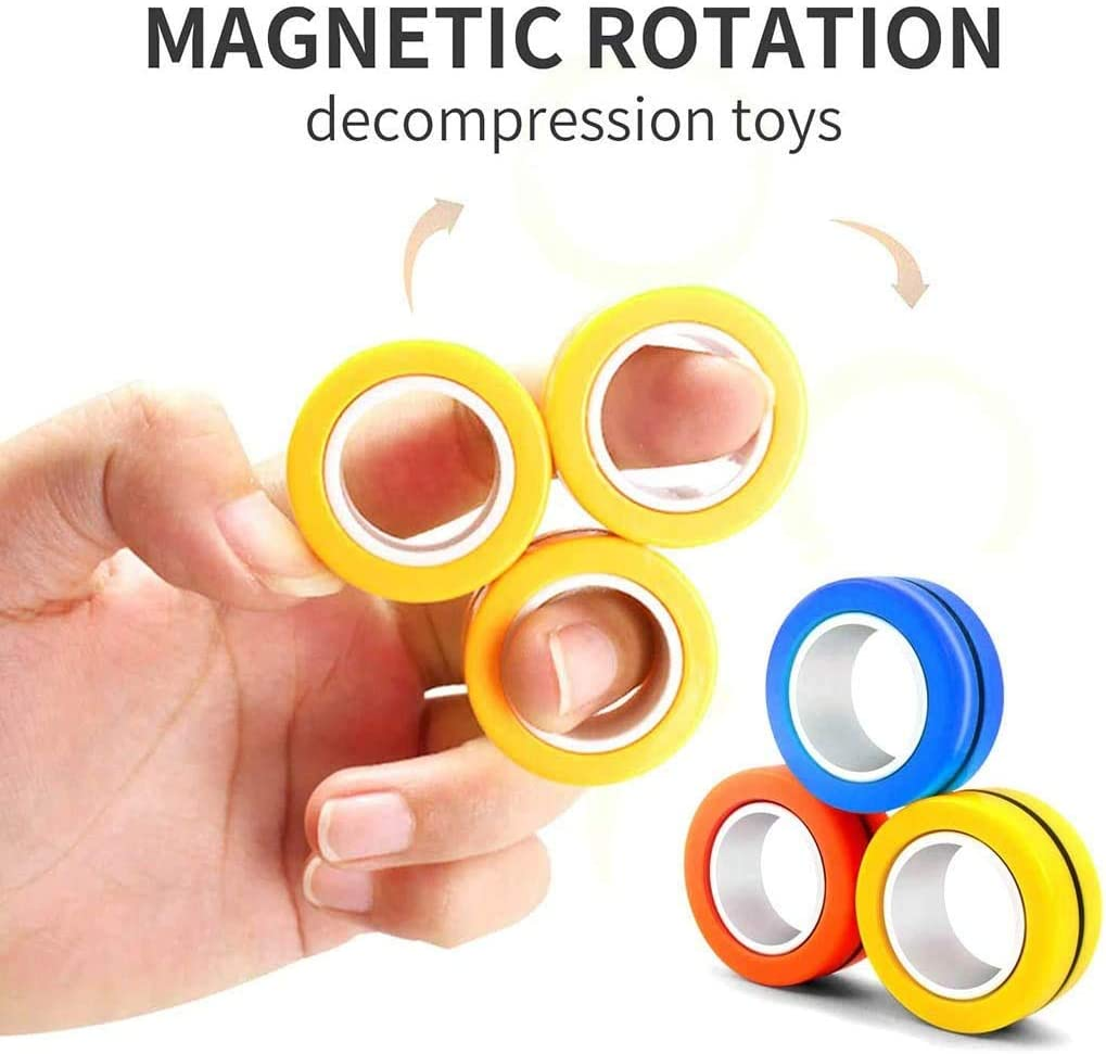 Magnetic Fidget Rings, Magnetic Rings Fidget Toy, Set of 3, Fidget Finger Toy, ADHD Fidget Toys for Anxiety Teens image number 3