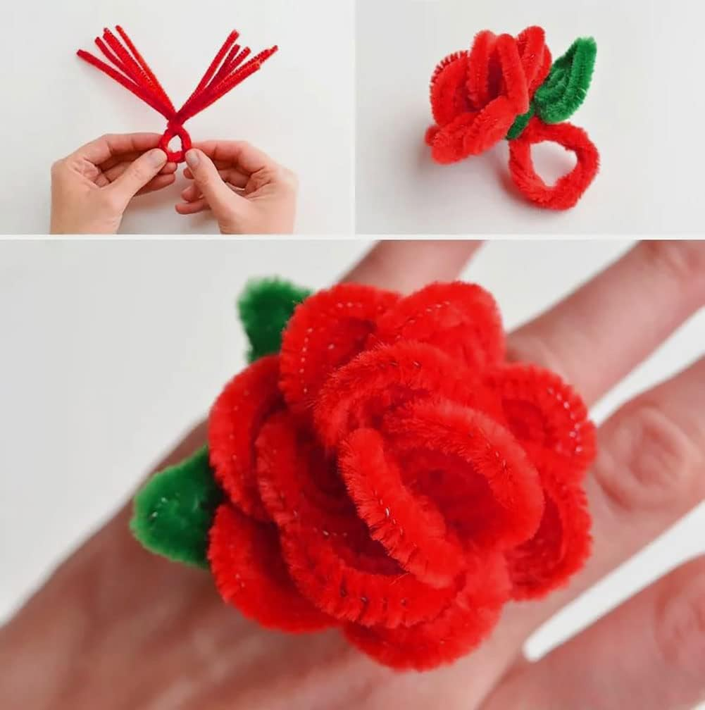 150Pcs Christmas Pipe Cleaners Craft Set Including 50Pcs Green Chenille Stems, 50Pcs White Chenille Stems, and 50Pcs Red Pipe Cleaners for DIY Crafts Christmas Decorations (150Pcs Red White Green)