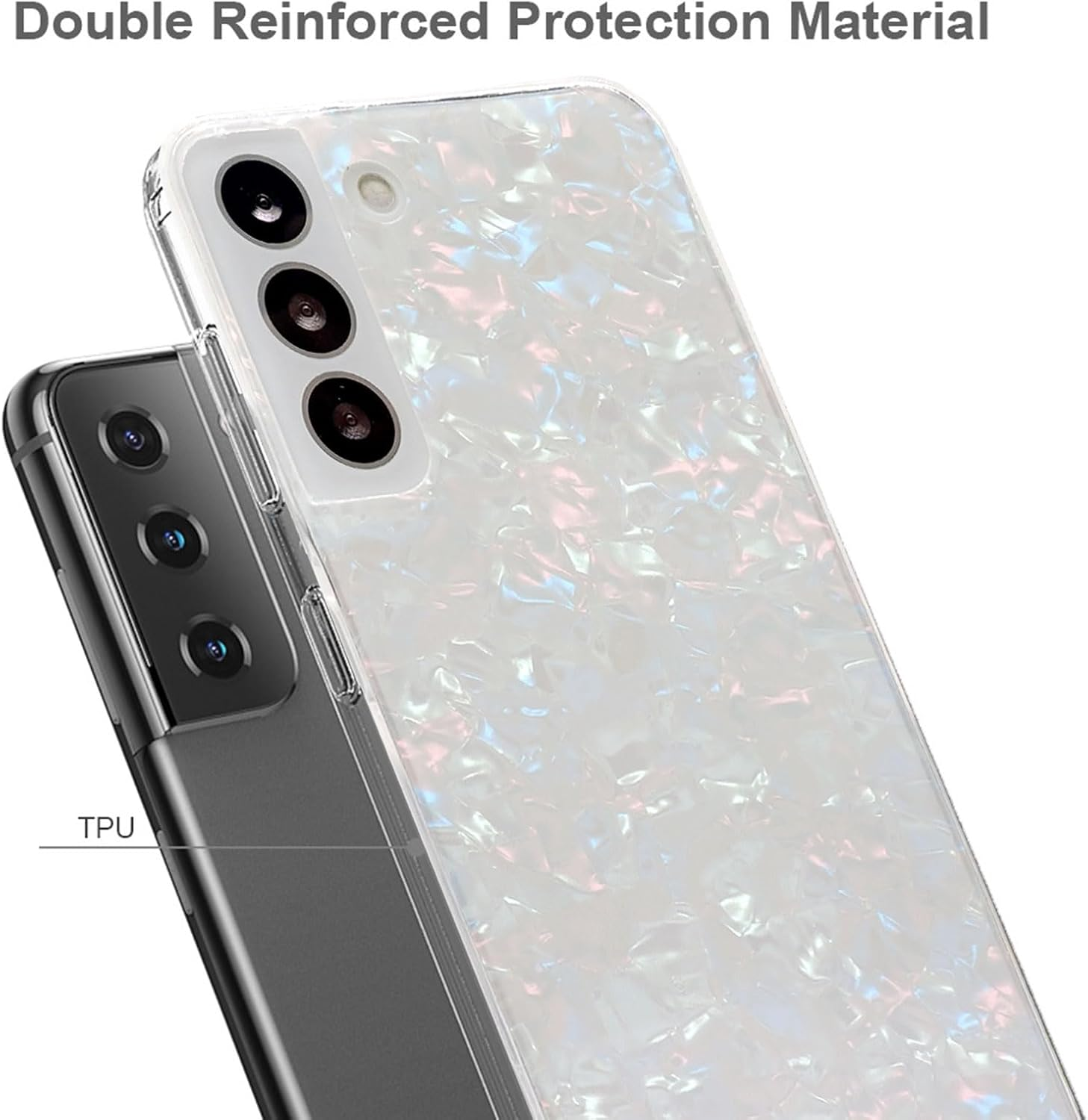 J.West Galaxy S22 Case 5G 6.1-Inch, Luxury Sparkle Glitter Translucent Clear Colorful Opal Pearly Thinfoil Design Shiny Print Soft Silicone Cover for Women Girls Slim TPU Protective Phone Case - Colorful image number 5