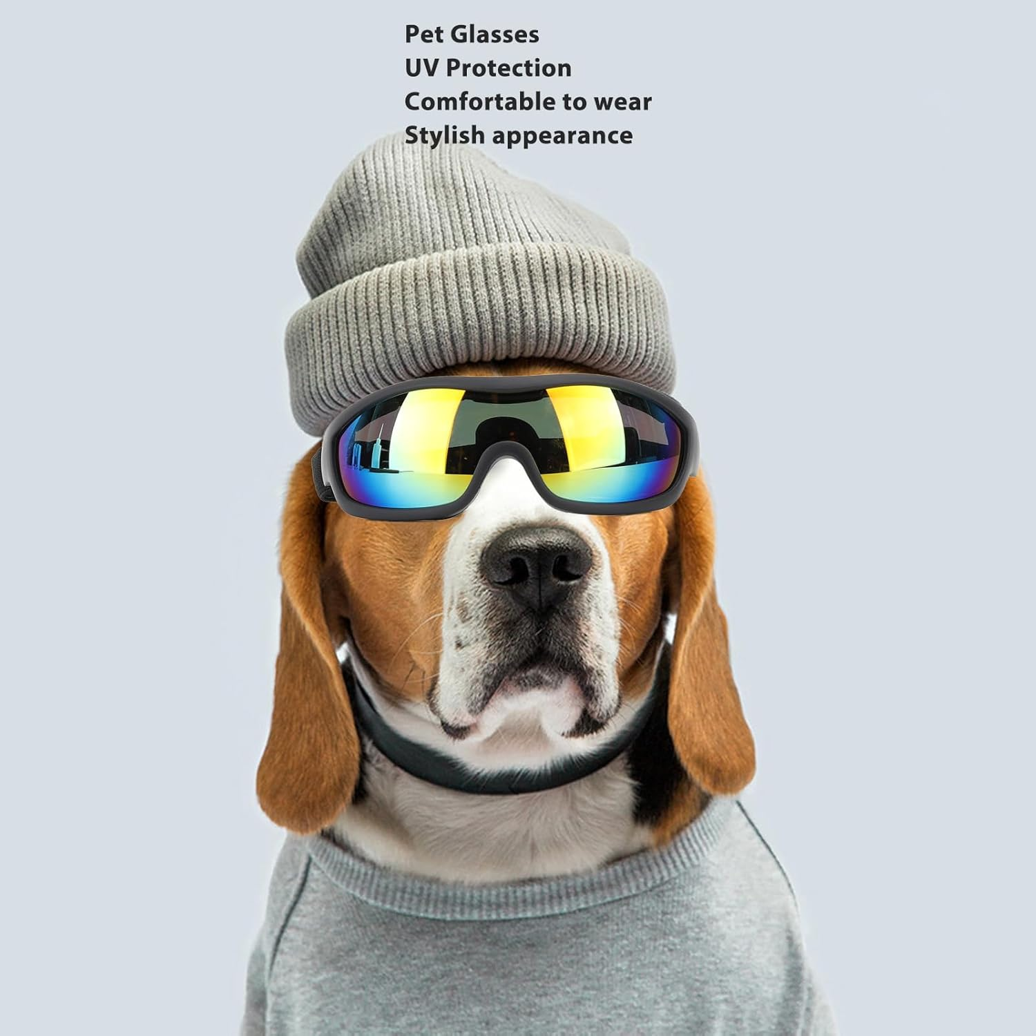 UV Dog Sunglasses, Wind Dust Fog Eye Wear Pet Glasses, Small Breed Dogs Goggles with Adjustable Strap for Dog Cat Walking Swimming Bike Riding Hiking (Red) image number 3