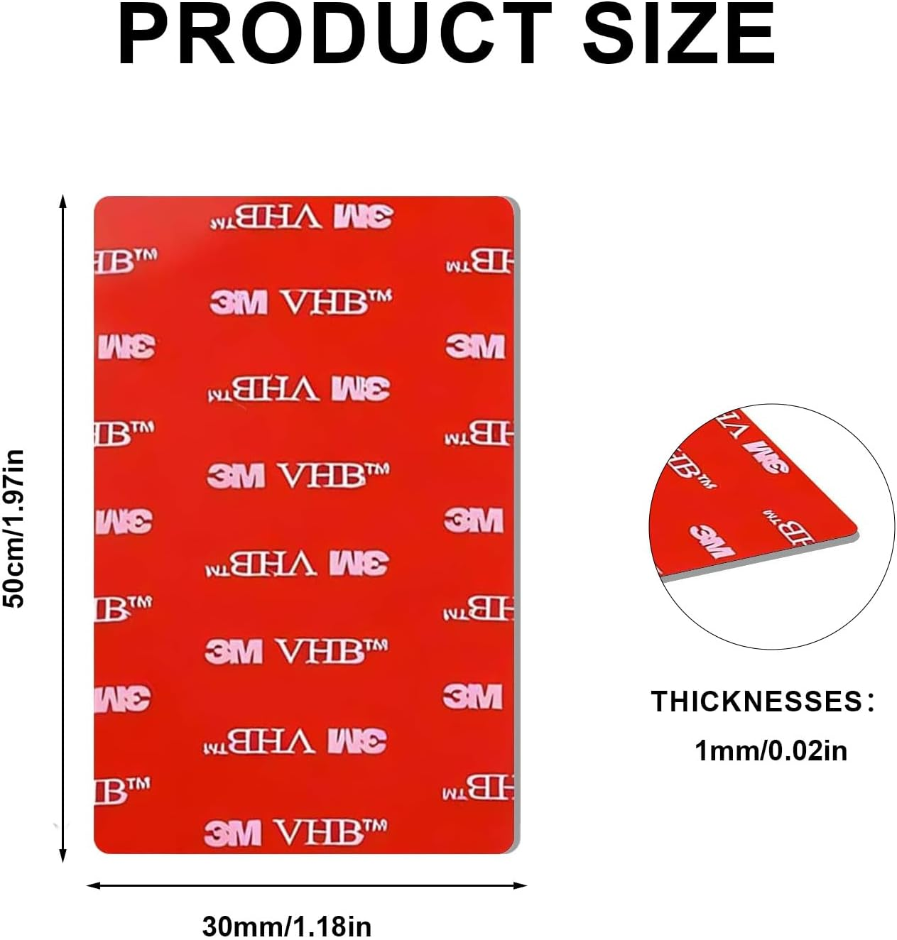 3M Double Sided Tape VHB Acrylic Foam Adhesive Tape 1.25 Inch X 2 Inch Water and High Temperature Resistant for Car Home Office (15 PCS)