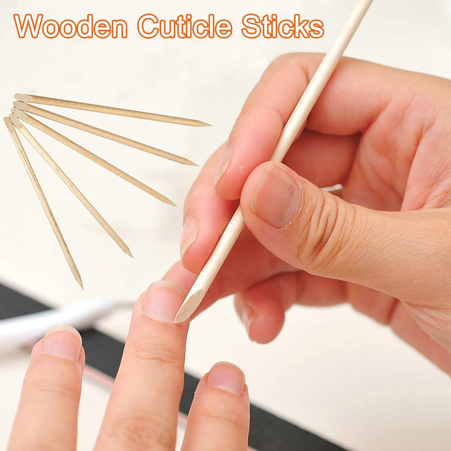 Nail Orange Sticks, Wooden Sticks, for Double Heads Multi Functional Cuticle Pusher Remover Nail Cleaning (200Pcs) image number 6