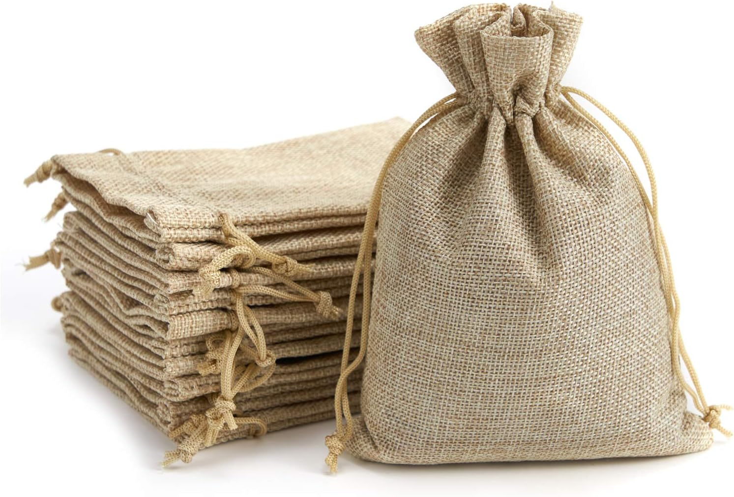 Tendwarm 50Pcs 6X8 Inch Burlap Gift Bags with Drawstring Recyclable Linen Sacks Bag for Wedding Favors Party DIY Craft