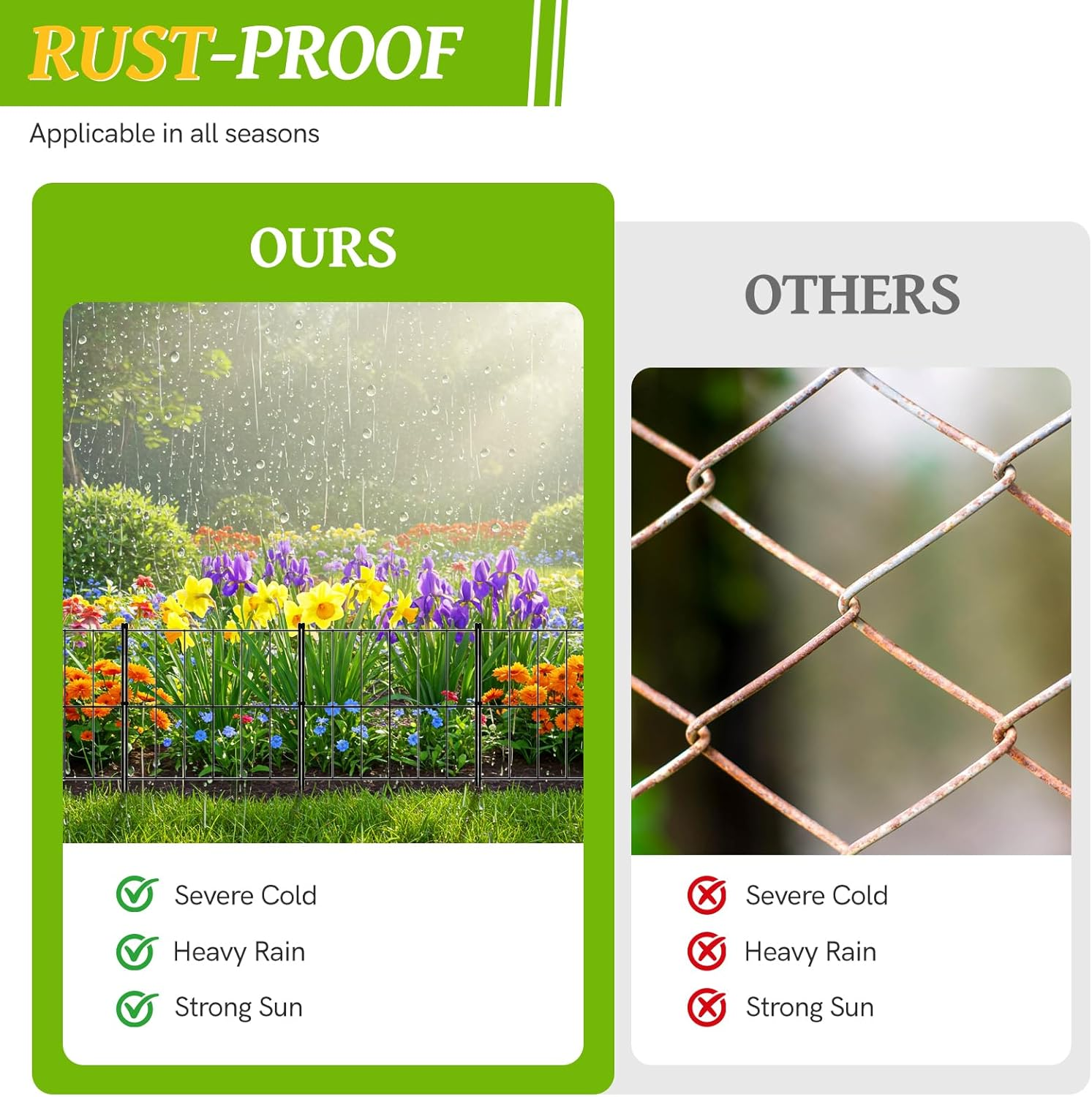 NEYCIL Garden Fence Animal Barrier, 24 Panels Edging Decor 17In(H) X 26Ft(L), Rectangle Garden Fencing Stackable 12 Panels 32In(H) X 13Ft(L) No Dig Dog Fence for Yard, Patio, Outdoor image number 6