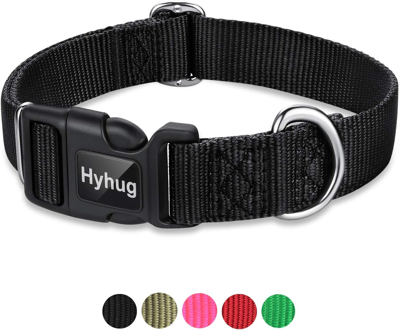 Hyhug Dog Collar with Quick Release Buckle, Heavy Duty Nylon, Basic Collar for Medium Dogs Daily Use Walking Jogging(Medium, Black) image number 6