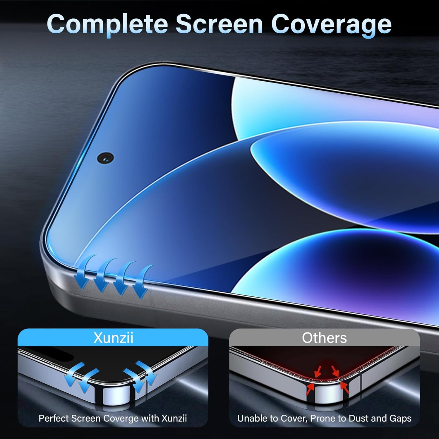 Xunzii Screen Protector for Xiaomi 17 Pro Max for Tempered Glass, Pack of 3 Screen Protectors + 2 Camera Protection + 2 Pieces Rear Protective Glass Glass, 9H Hardness Anti-Scratch Protective Glass image number 2