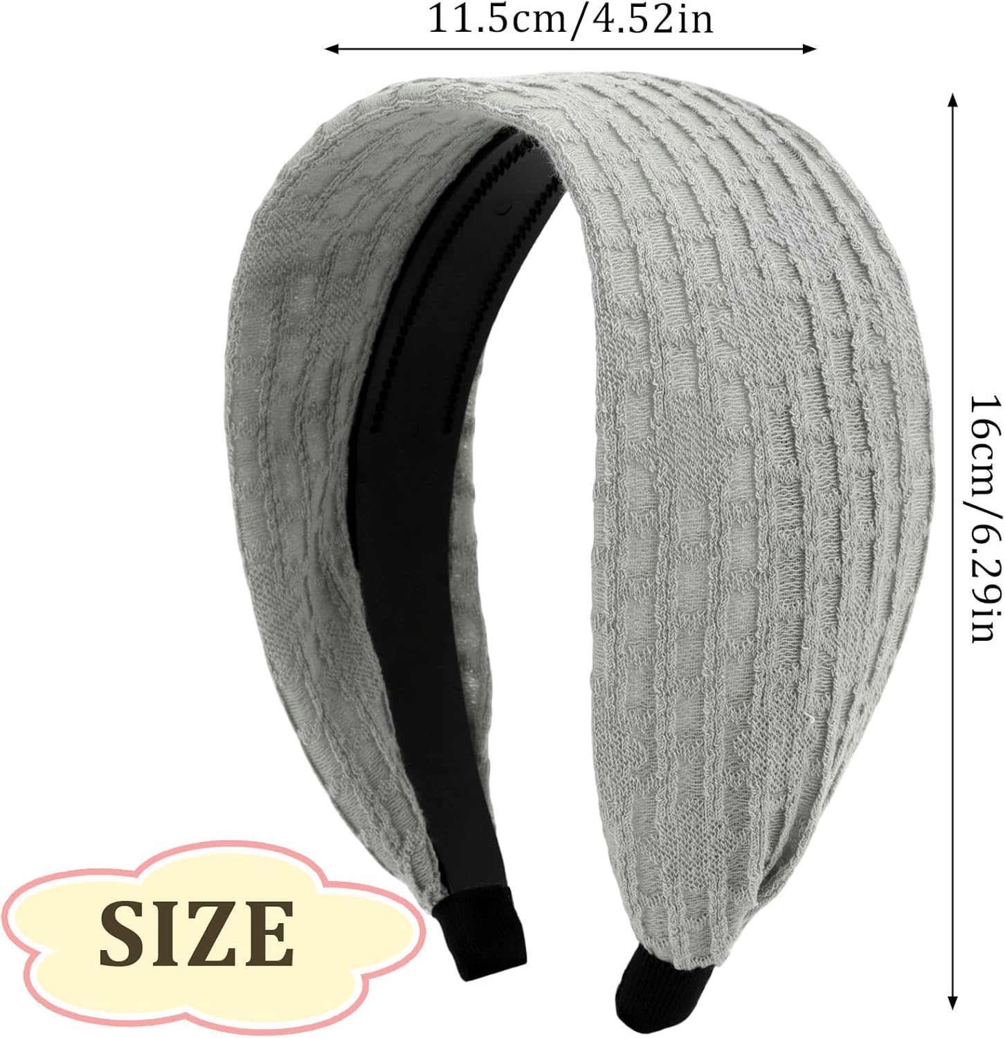 Pruadeor Pack of 2 Wide Headbands, Women'S Fashionable Hair Band for Women, Hair Accessories, White, Grey image number 4