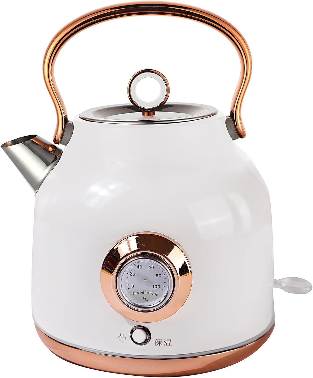 QNA Electric Kettle Temperature Control Kettle Electric Stainless Steel, Hot Water with Temperature Display 1.7 L,1800 W Fast Boiling, Golden Handle Auto Shut-Off (Black)