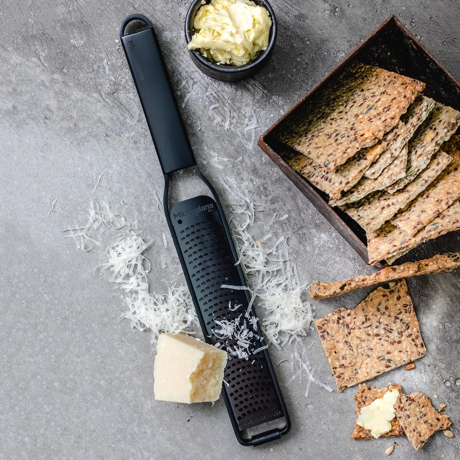 Microplane Black Sheep Zester - Ultra-Sharp Stainless Steel Blade, Ideal for Zesting Citrus, Grating Hard Cheeses, Shaving Chocolate, & More, Non-Slip Rubber Foot, PVD Coating, Dishwasher Safe image number 4