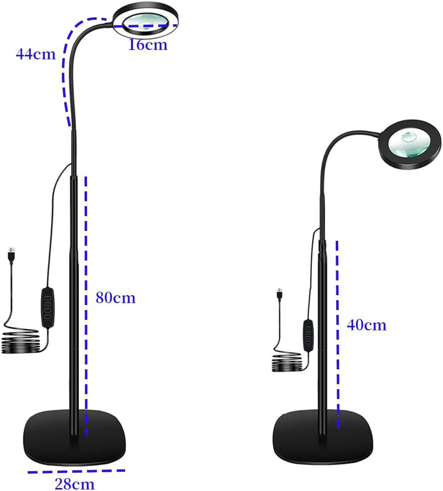 10X Magnifying Glass with 72 LED Lights, Adjustable Color Temperature & Dimmable Lighted Magnifier, Flexible Gooseneck Floor Lamp for Reading, Crafts, Close Work. image number 6