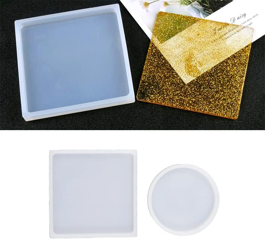 AIMALL Coaster Resin Casting Mould Epoxy Mold Silicone Craft DIY Jewelry Agate Making - Durable & Transparent Design Easy Release
