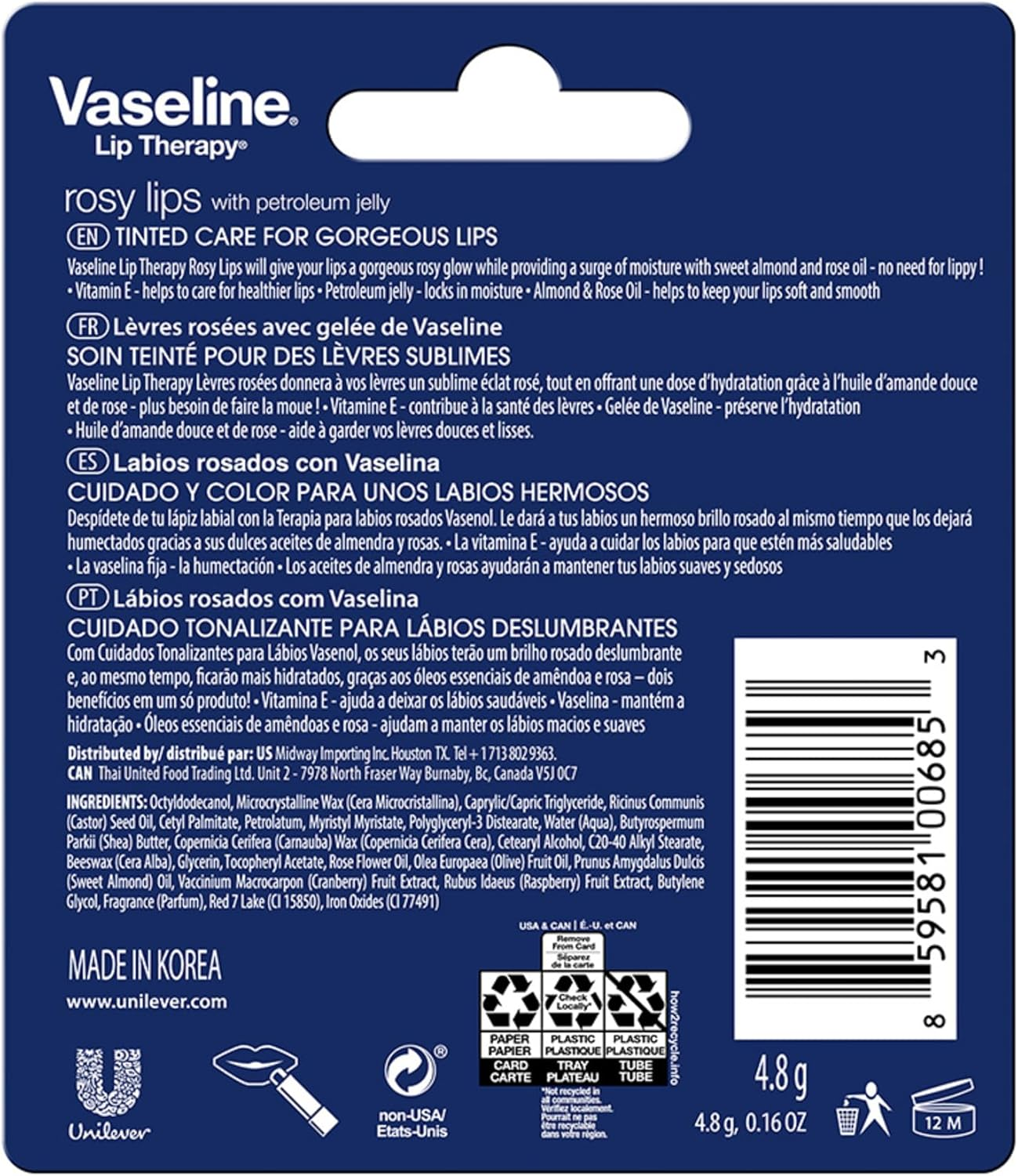 Vaseline Lip Therapy Rosy Lips 4.8G image number 3