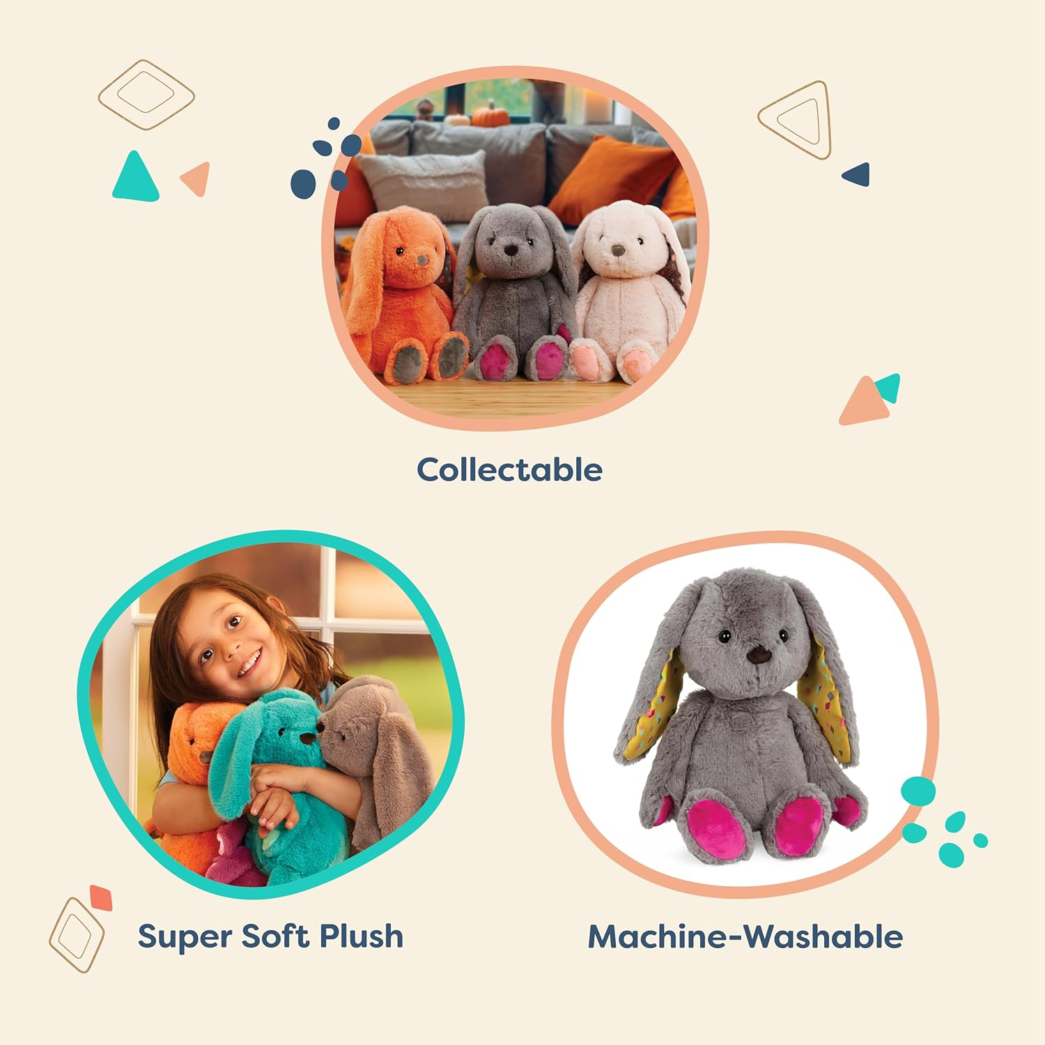 B. Toys &ndash; 12-Inch Plush Bunny Soft & Cuddly Plush Rabbit Toy Washable &ndash; Happy Hues &ndash; Grey Bunny &ndash; 0 Months+ image number 4