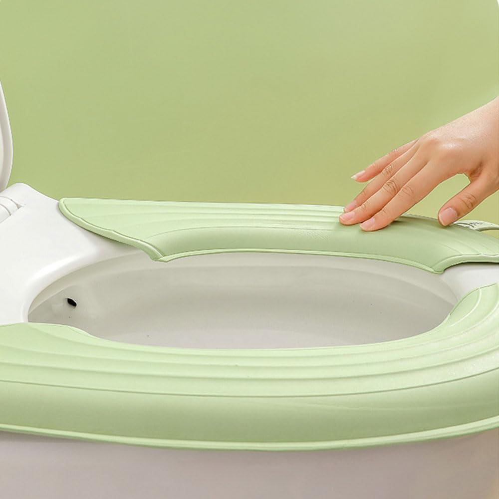 YUANQIAN 3-Pack Toilet Seat Cushion, Waterproof EVA Toilet Seat Cover, Reusable, Warm, Soft, Portable, Durable, Suitable for Most Toilet Seats, White, Black image number 3